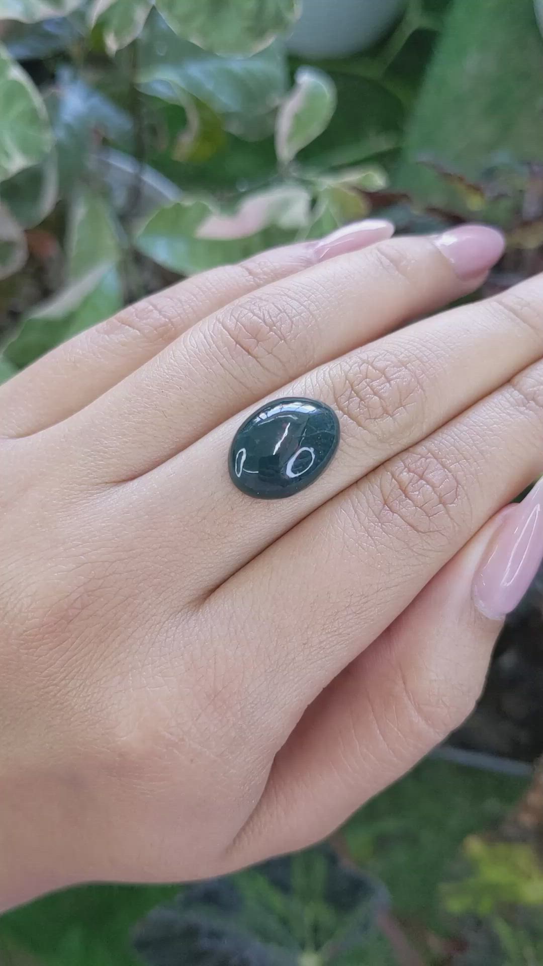 8.09 Ct. Green with Red Spots Cabochon Bloodstone (Heliotrope) from Brazil Size Video