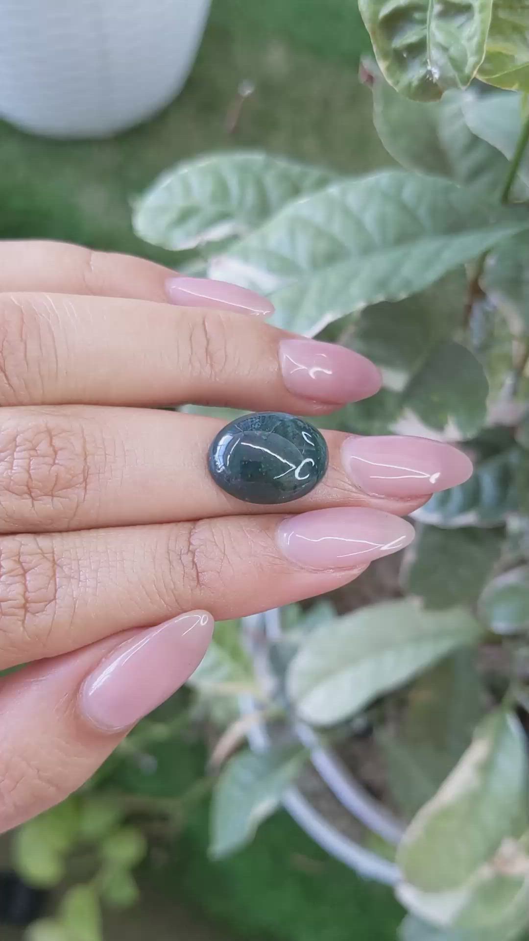 8.02 Ct. Green with Red Spots Cabochon Bloodstone (Heliotrope) from Madagascar Size Video