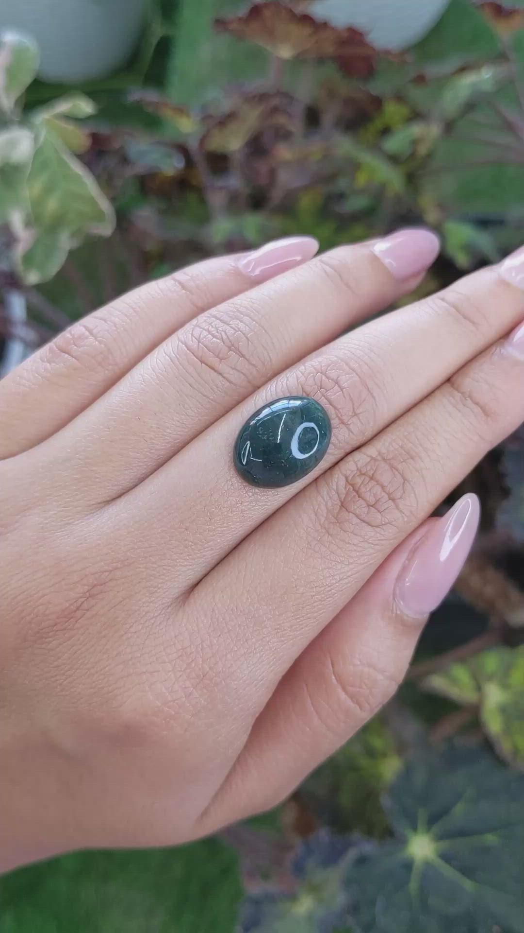 8.02 Ct. Green with Red Spots Cabochon Bloodstone (Heliotrope) from Madagascar Size Video