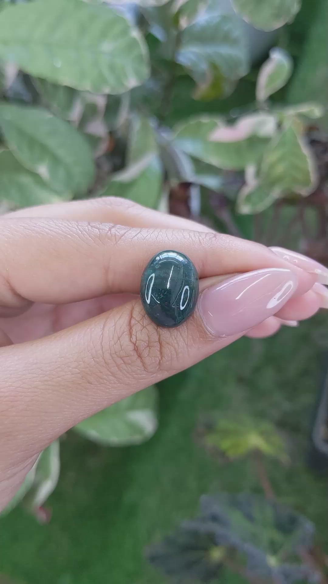 8.02 Ct. Green with Red Spots Cabochon Bloodstone (Heliotrope) from Madagascar Size Video