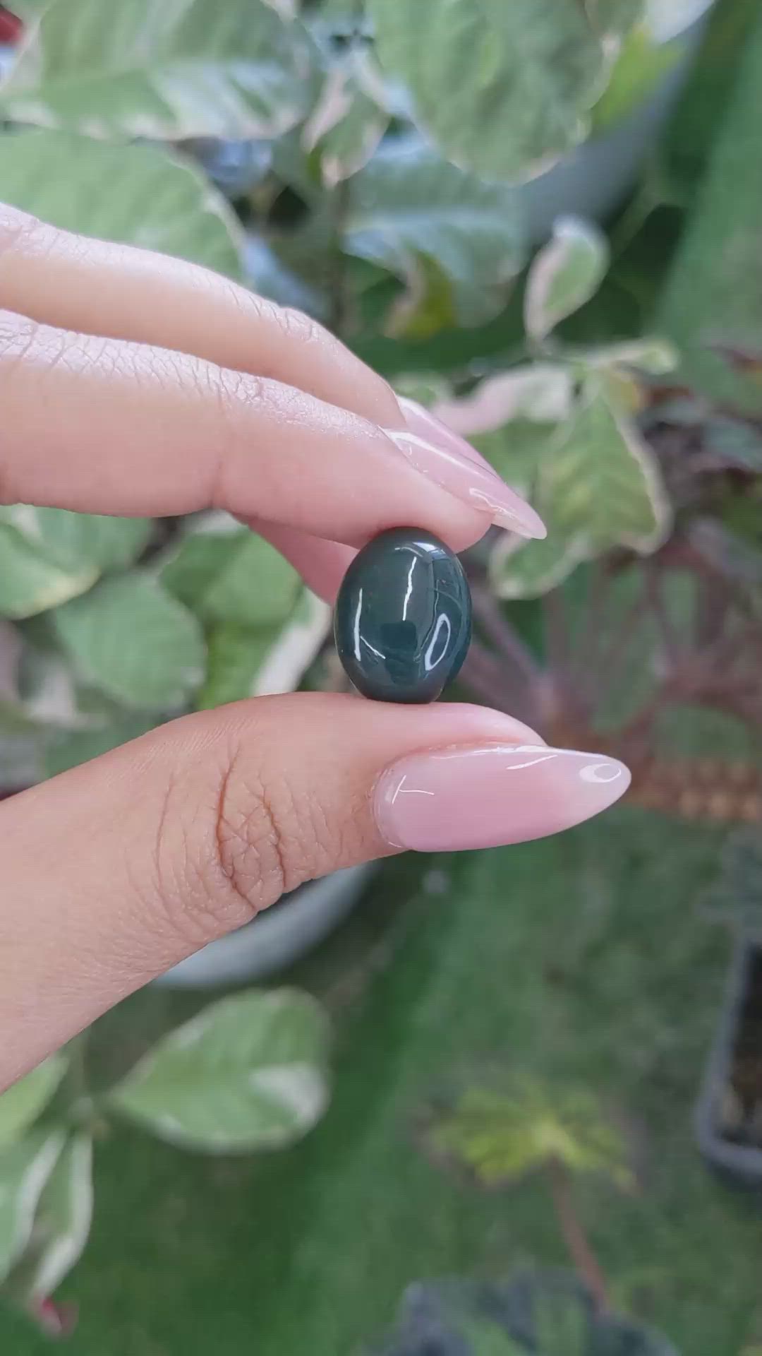 8.39 Ct. Green with Red Spots Cabochon Bloodstone (Heliotrope) from Madagascar Size Video