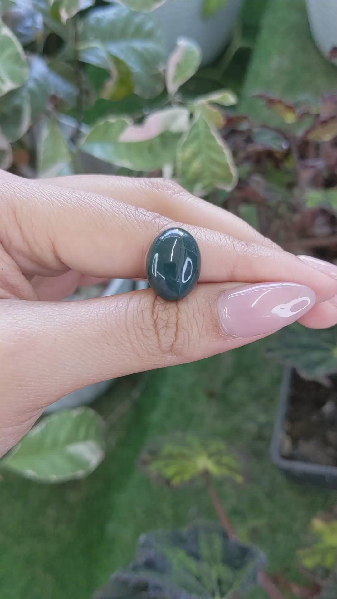 8.39 Ct. Green with Red Spots Cabochon Bloodstone (Heliotrope) from Madagascar Size Video