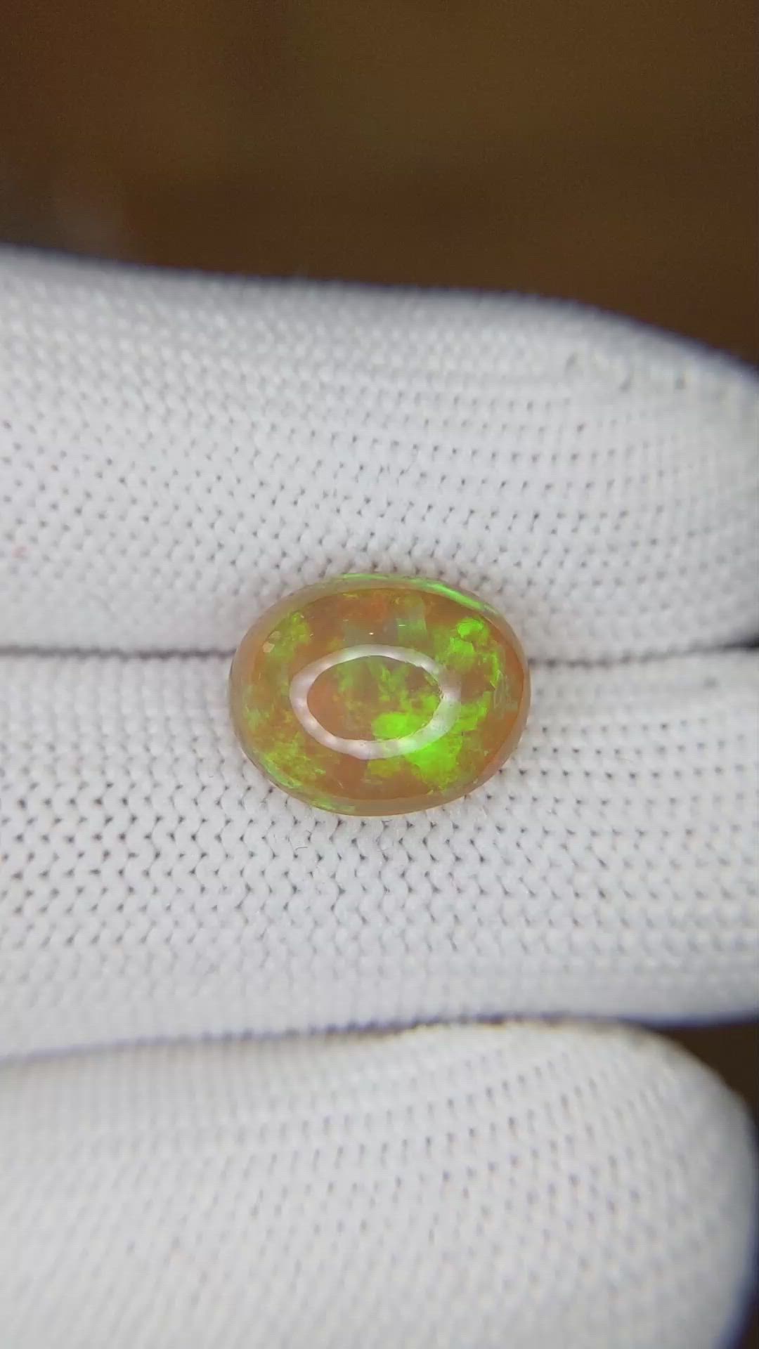 2.82 Ct. Cabochon Jelly Opal from Ethiopia Size Video