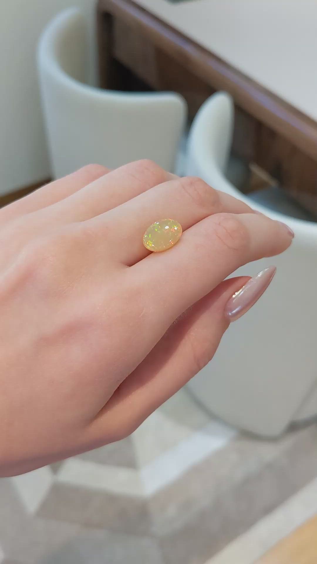 3.30 Ct. Cabochon Jelly Opal from Ethiopia Size Video