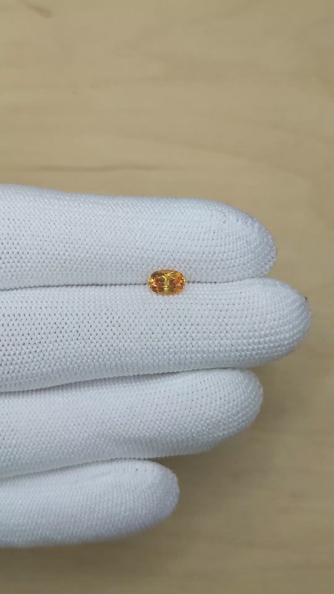 0.75 Ct. Spessartite Garnet from Ceylon (Sri Lanka) Size Video