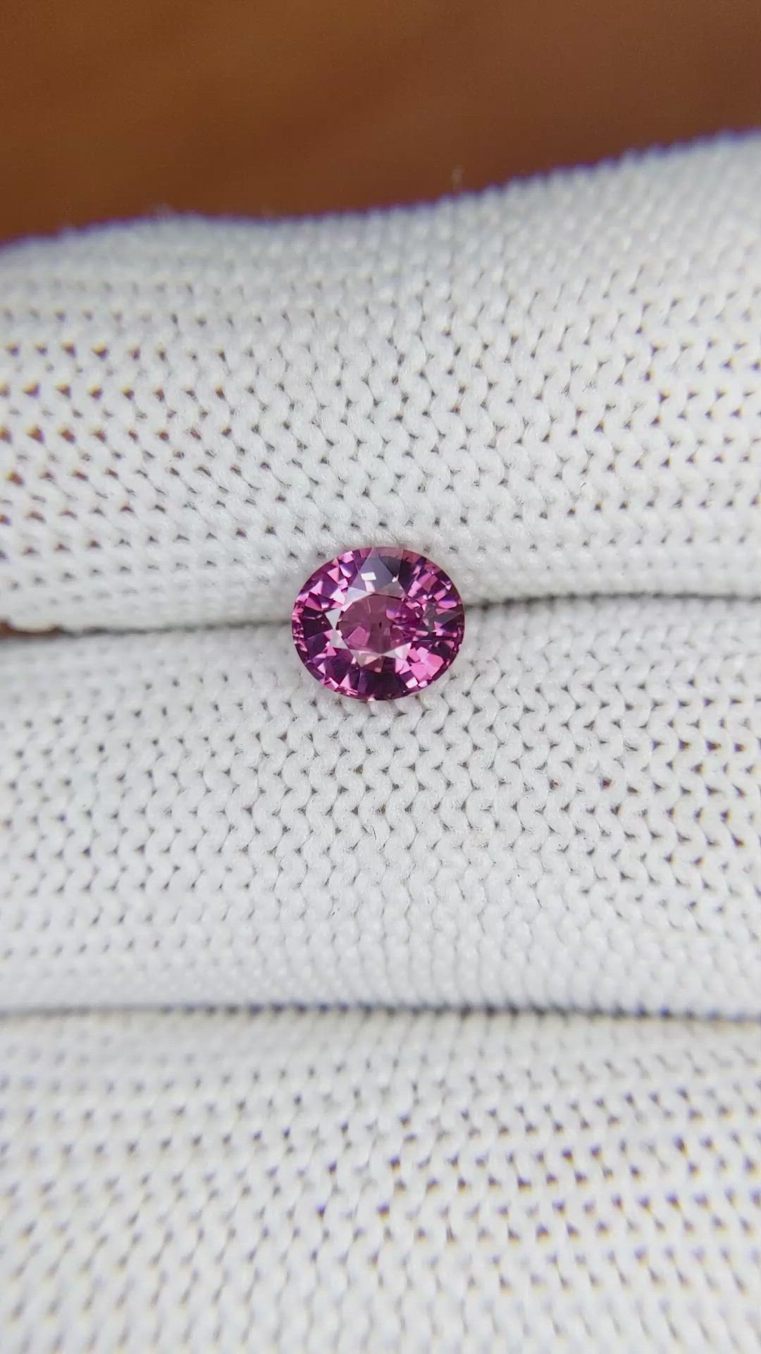 1.29 Ct. Rhodolite Garnet from Ceylon (Sri Lanka) Size Video
