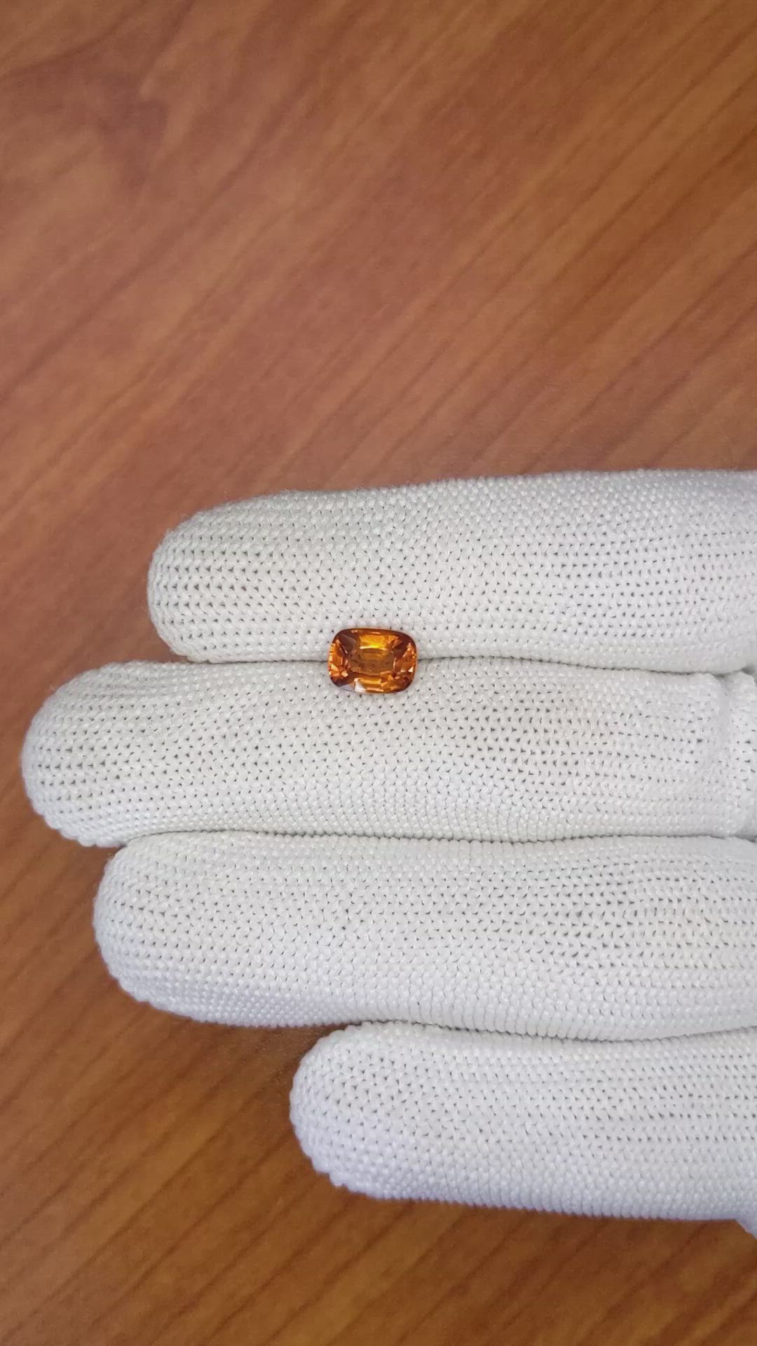 1.61 Ct. Hessonite Garnet from Madagascar Size Video