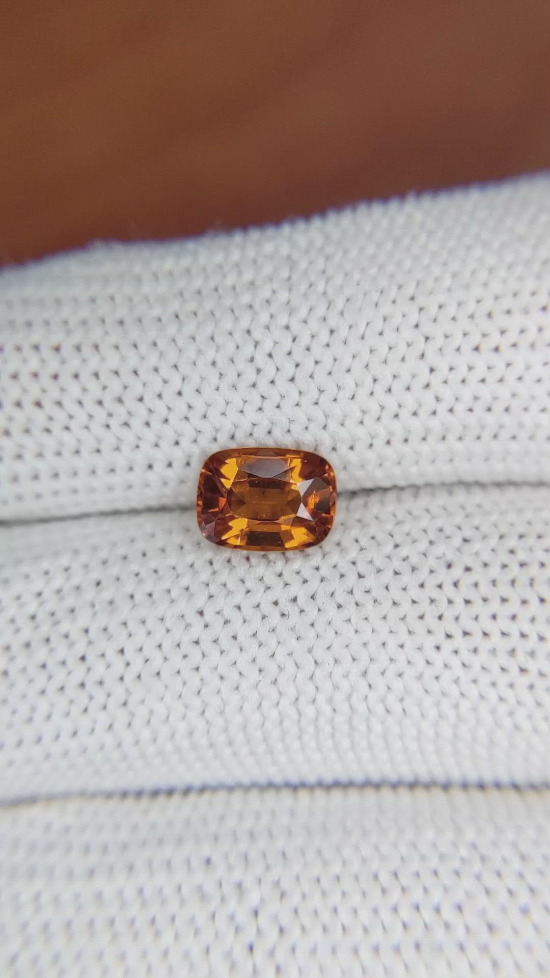 1.61 Ct. Hessonite Garnet from Madagascar Size Video