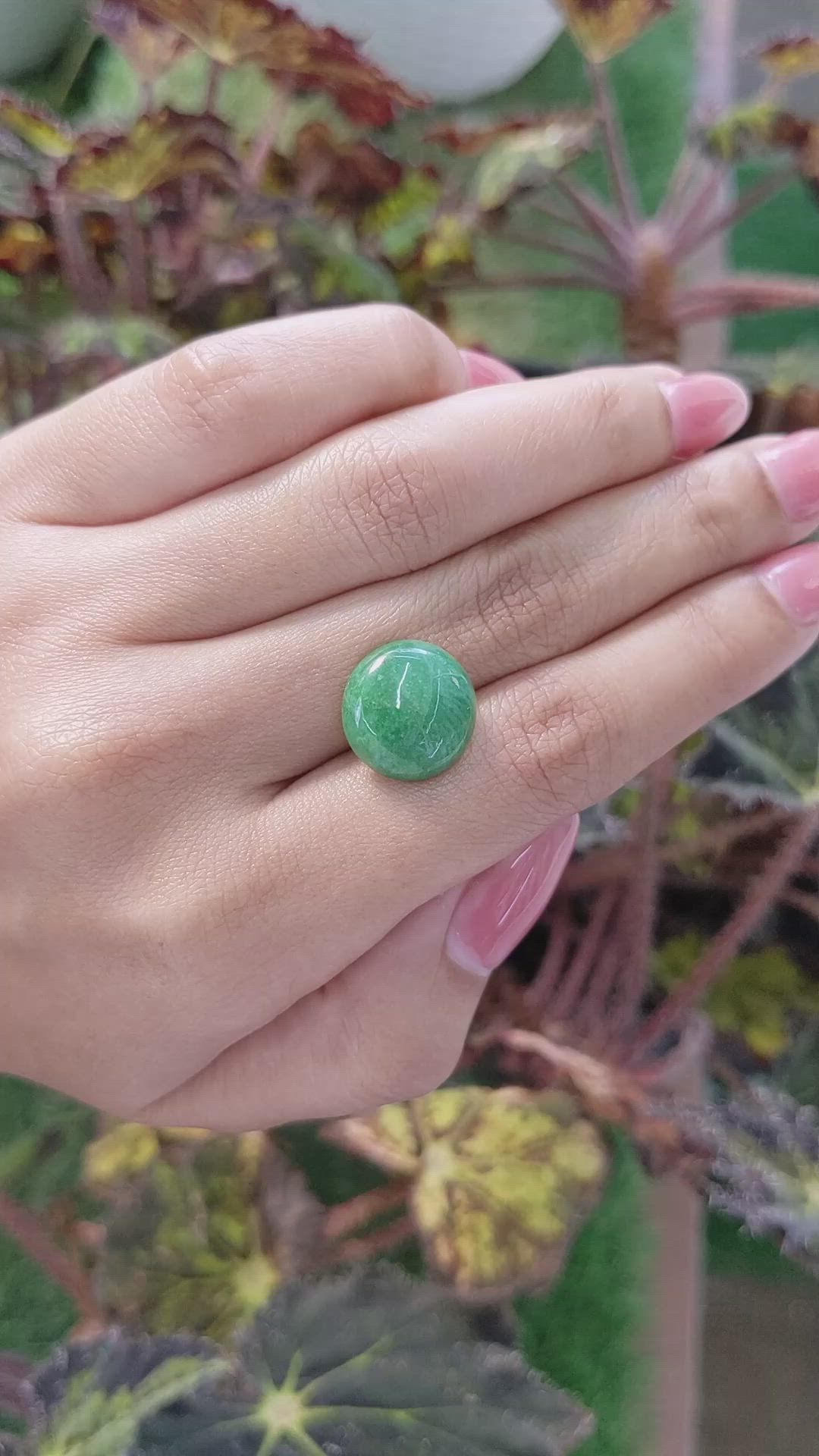 7.63 Ct. Cabochon Jade from Burma (Myanmar) Size Video