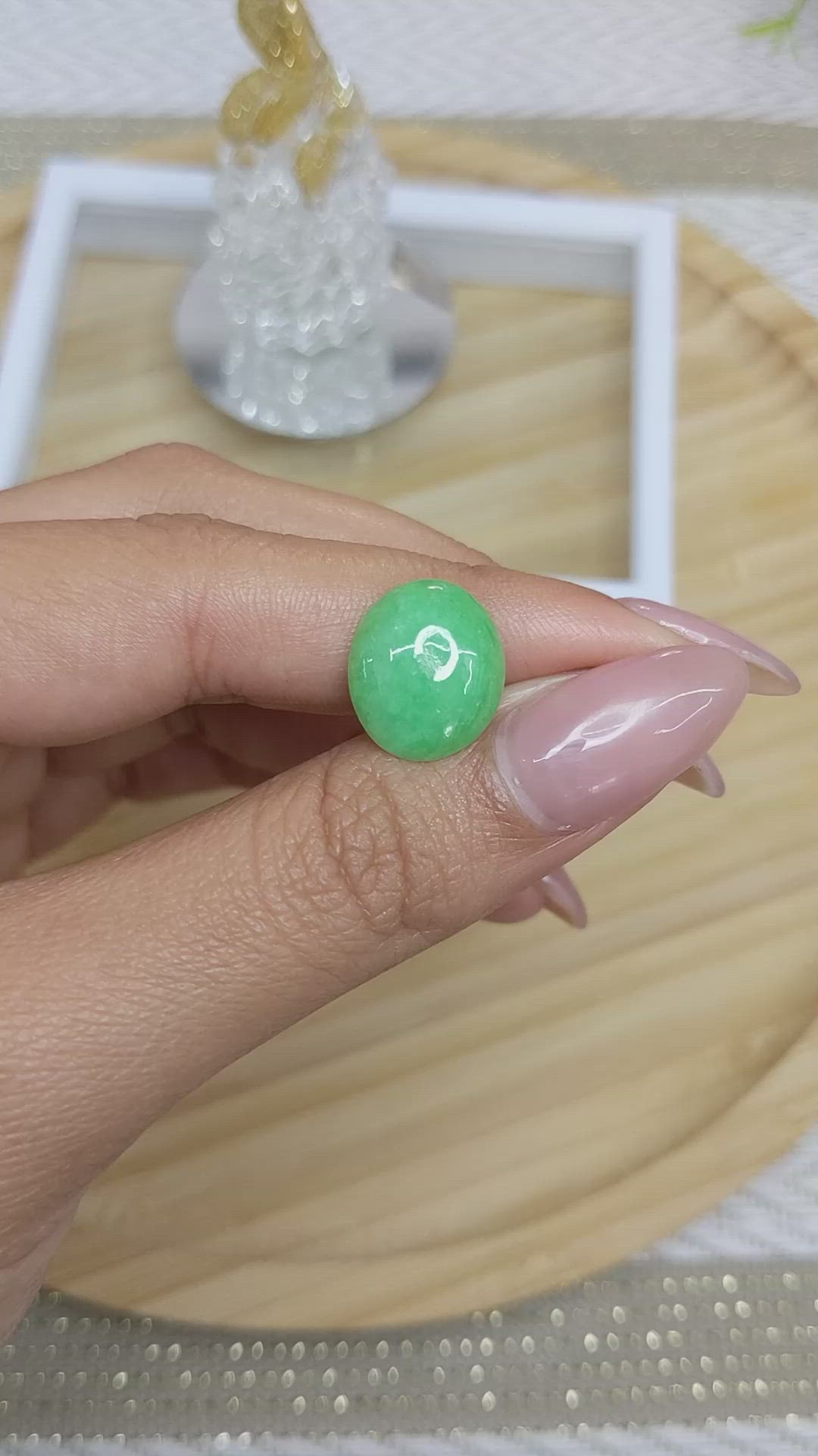 5.20 Ct. Cabochon Jade from Burma (Myanmar) Size Video