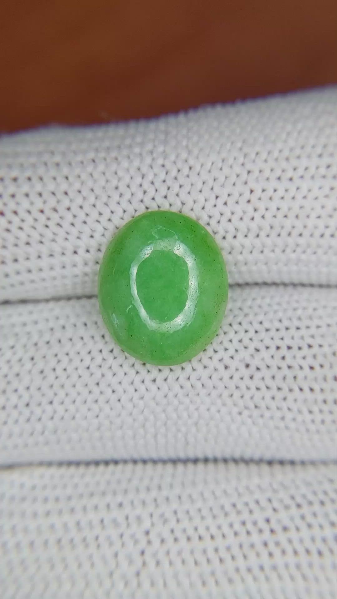 5.09 Ct. Cabochon Jade from Burma (Myanmar) Size Video