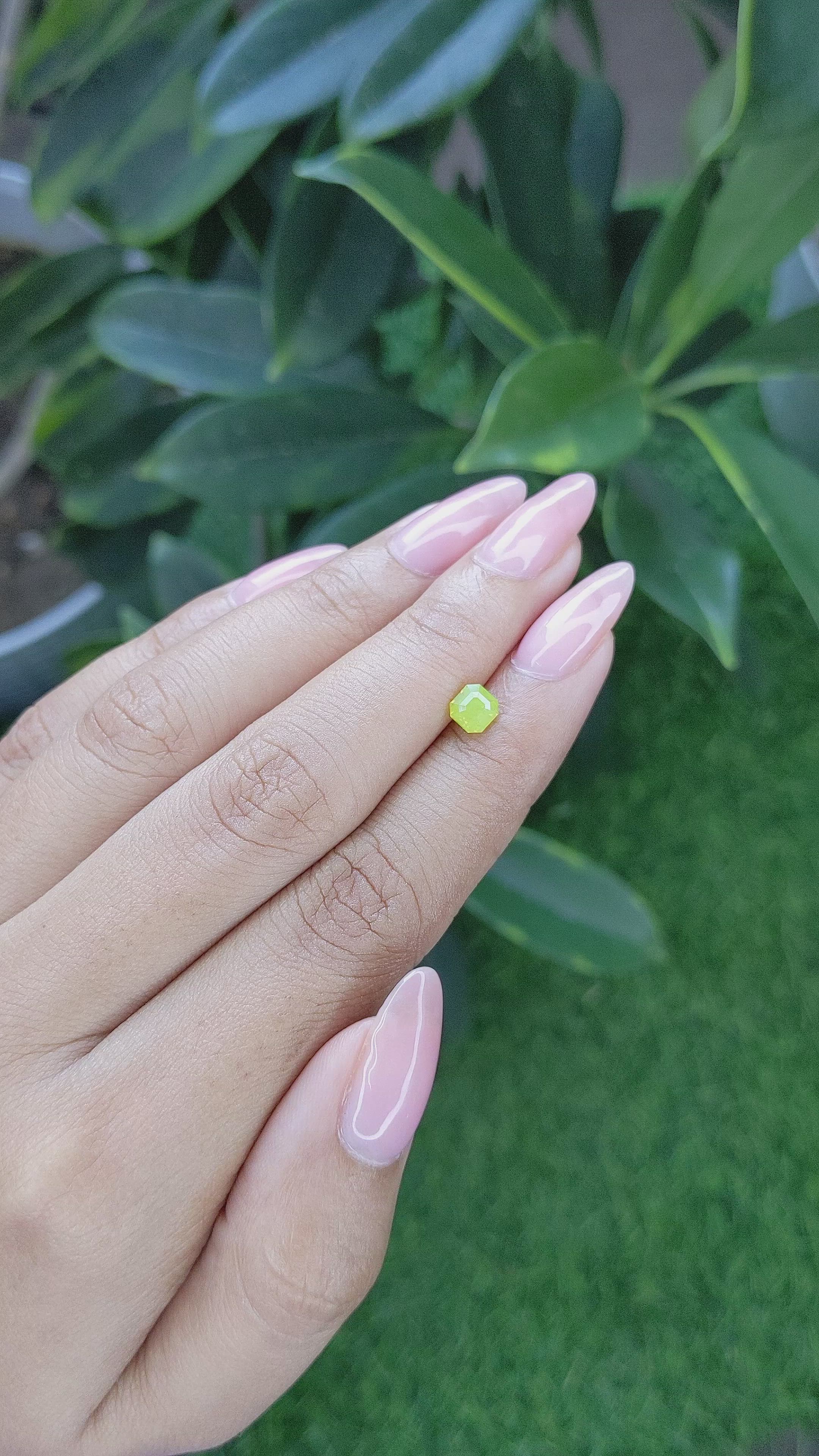 0.81 Ct. Yellowish Green Chrysoberyl from Tanzania Size Video