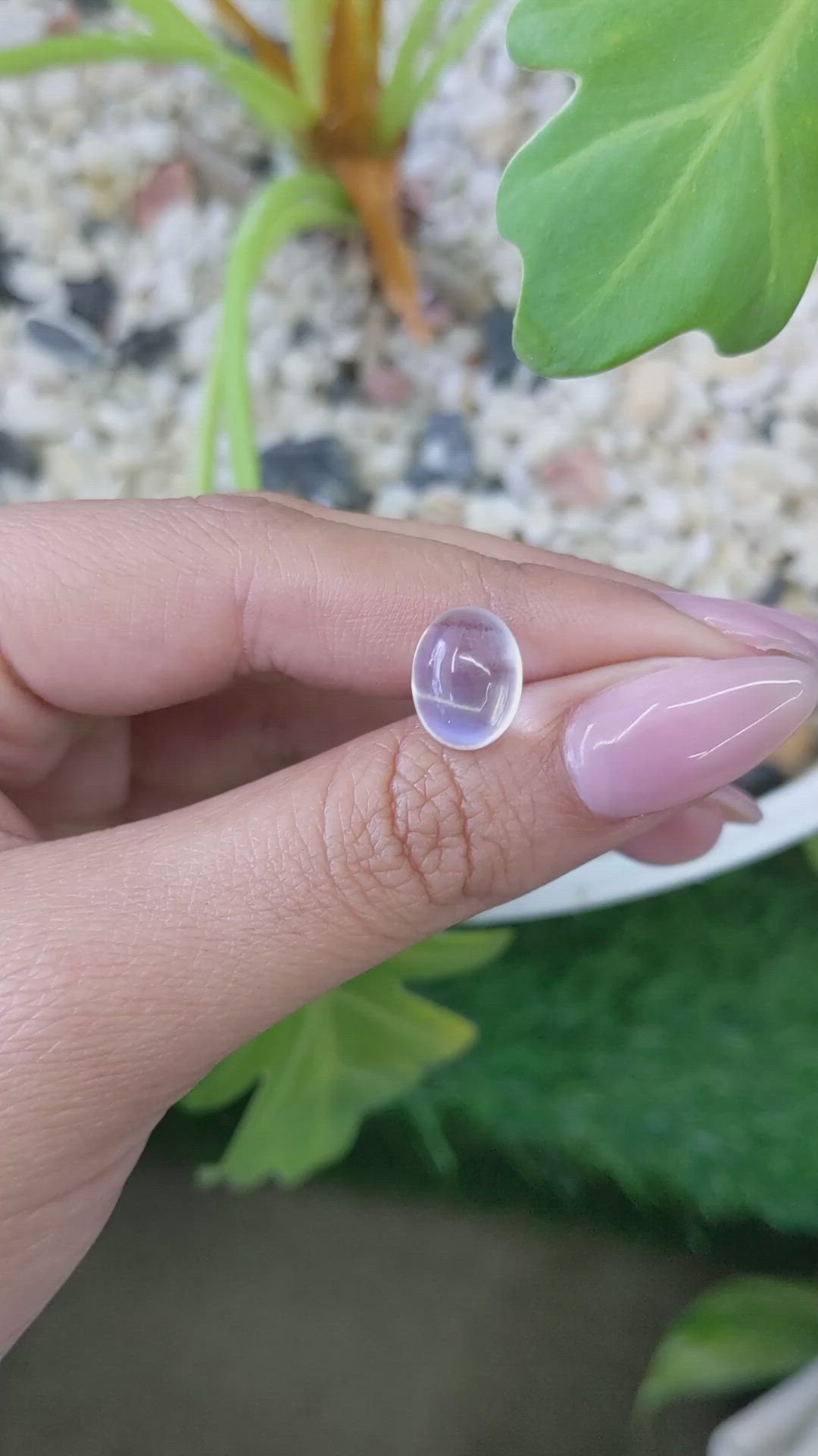 5.20 Ct. Blue Flash Cabochon Moonstone from Ceylon (Sri Lanka) Size Video