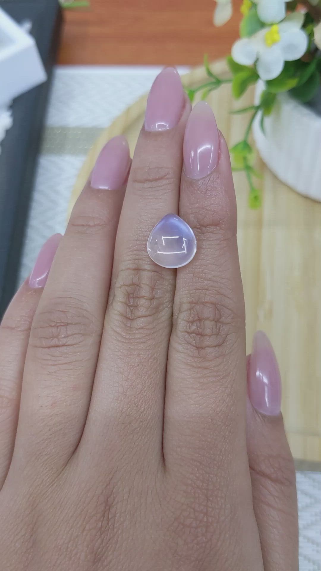 6.33 Ct. Cabochon Moonstone from Ceylon (Sri Lanka) Size Video