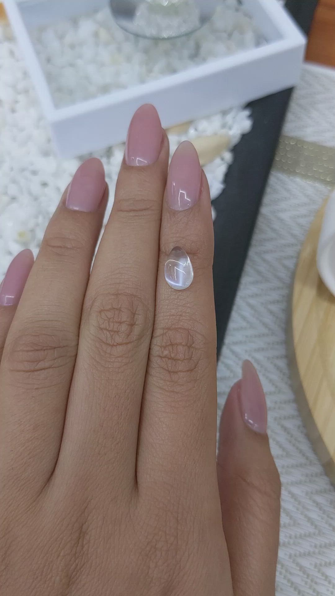 2.33 Ct. Blue Flash Cabochon Moonstone from Ceylon (Sri Lanka) Size Video