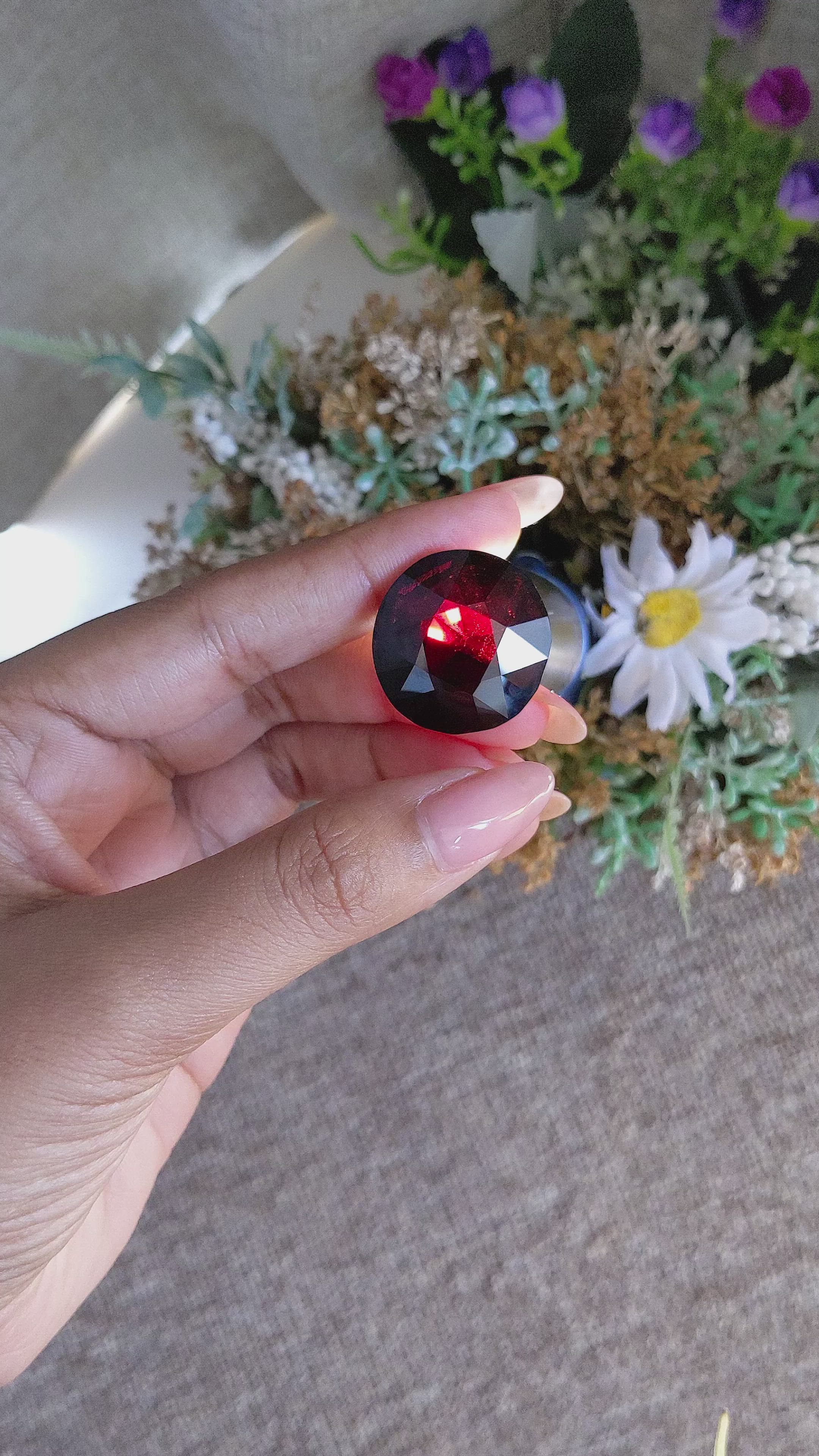 72.44 Ct. Red Garnet from Tanzania Size Video