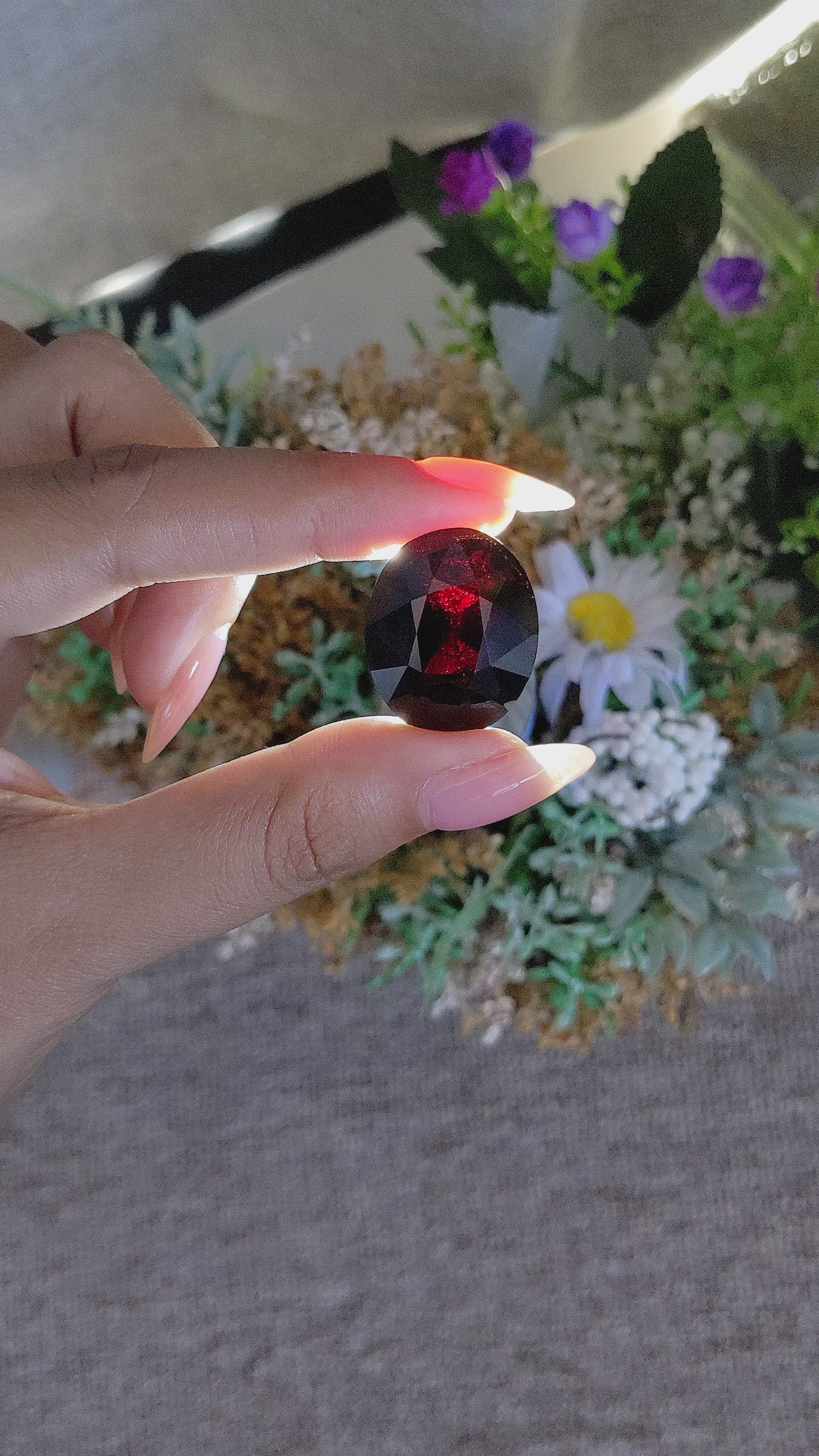60.66 Ct. Red Garnet from Tanzania Size Video