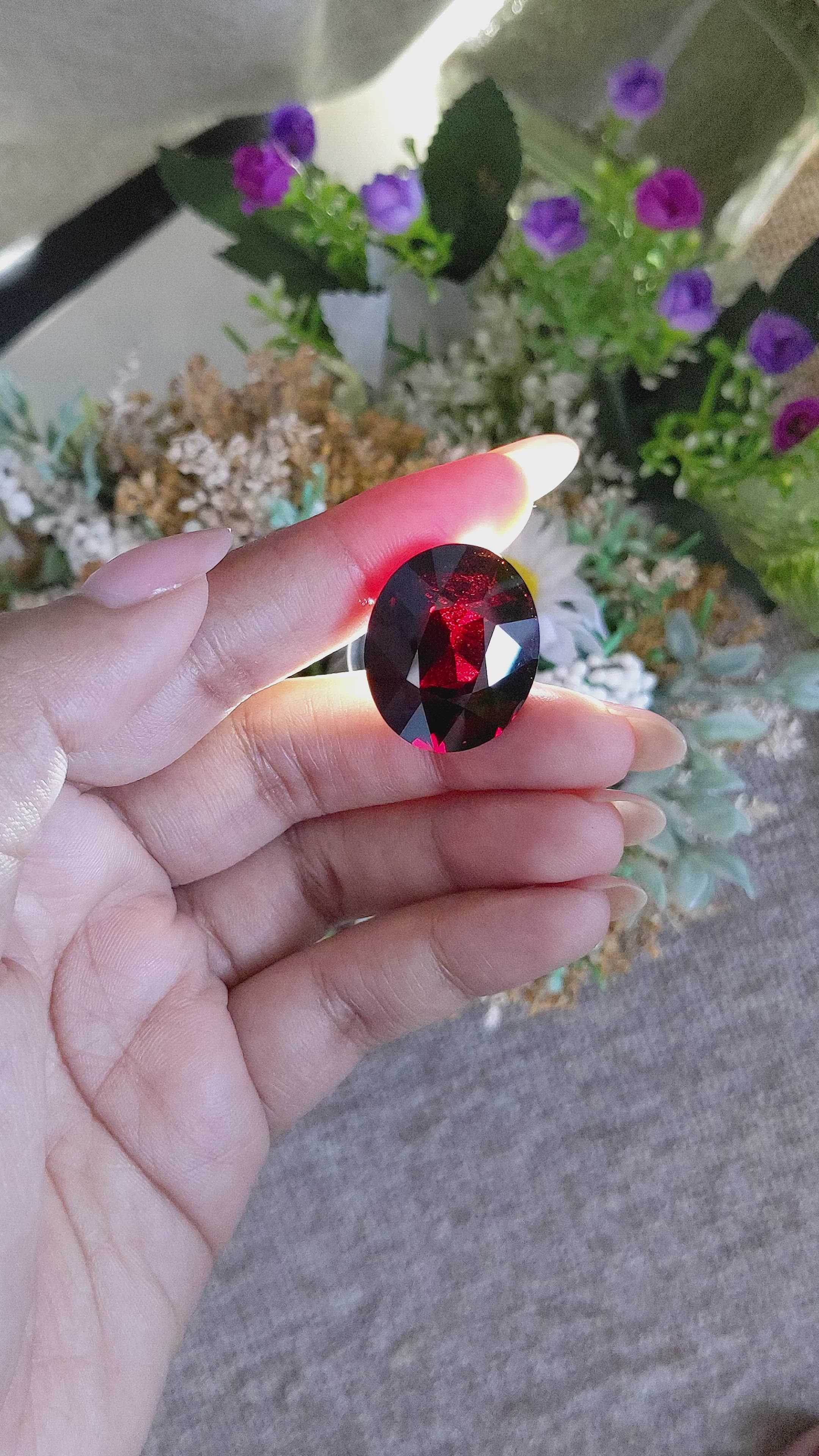60.66 Ct. Red Garnet from Tanzania Size Video