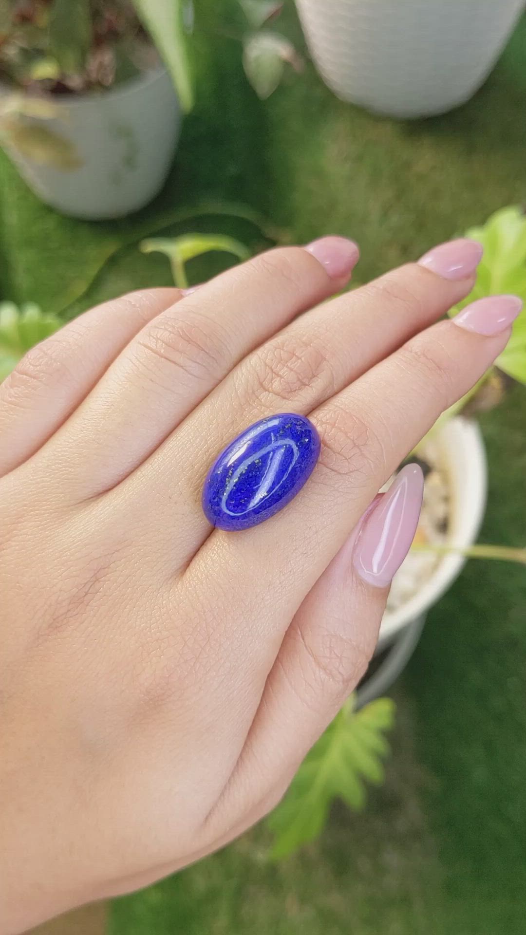 23.55 Ct. Cabochon Lapis from Afghanistan Size Video