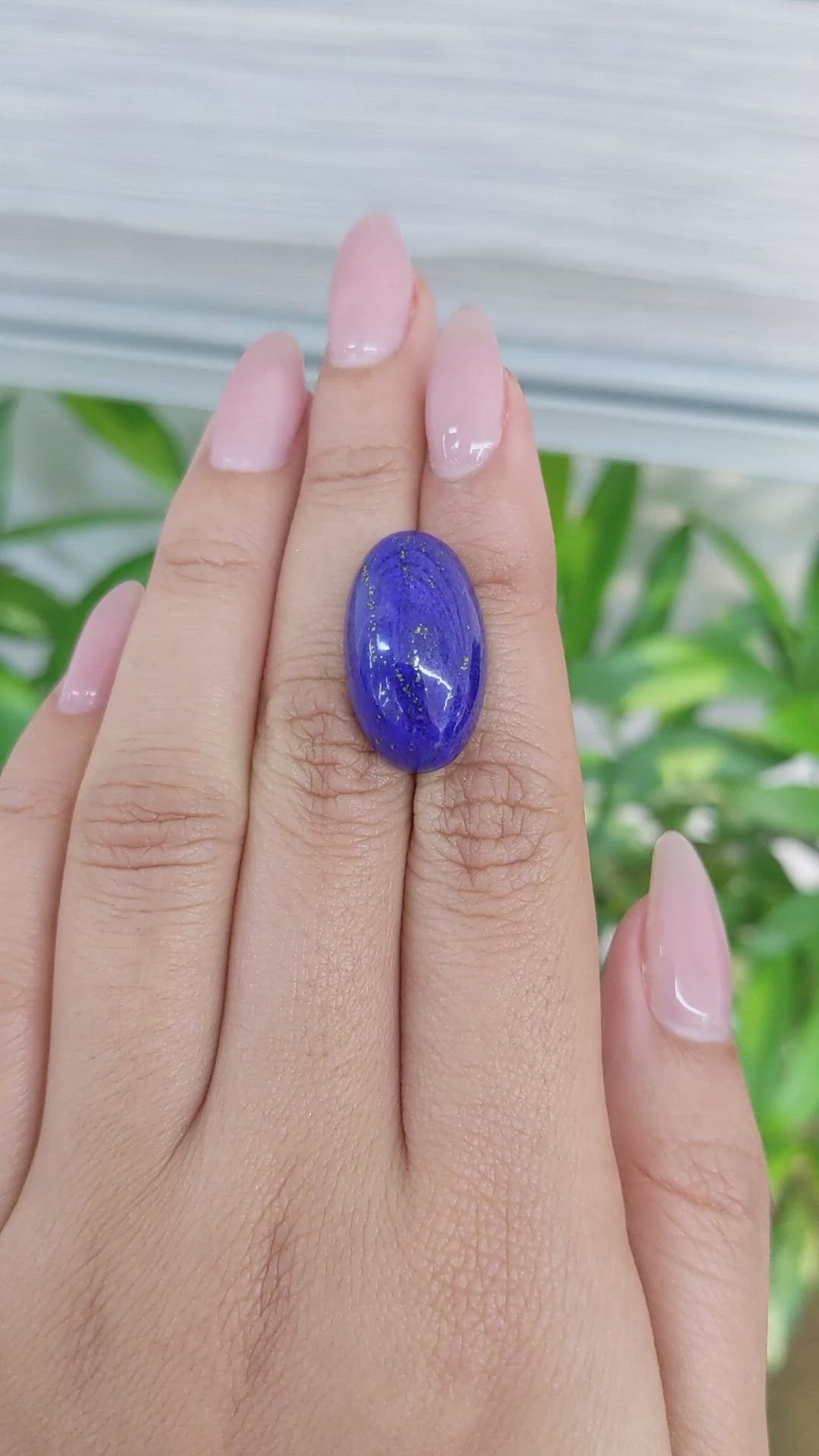 23.55 Ct. Cabochon Lapis from Afghanistan Size Video