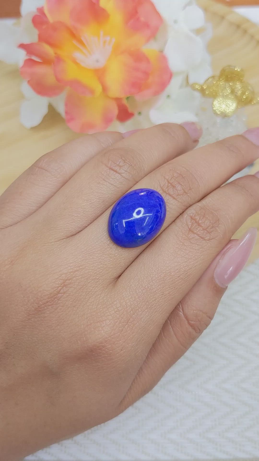 16.55 Ct. Cabochon Lapis from Afghanistan Size Video