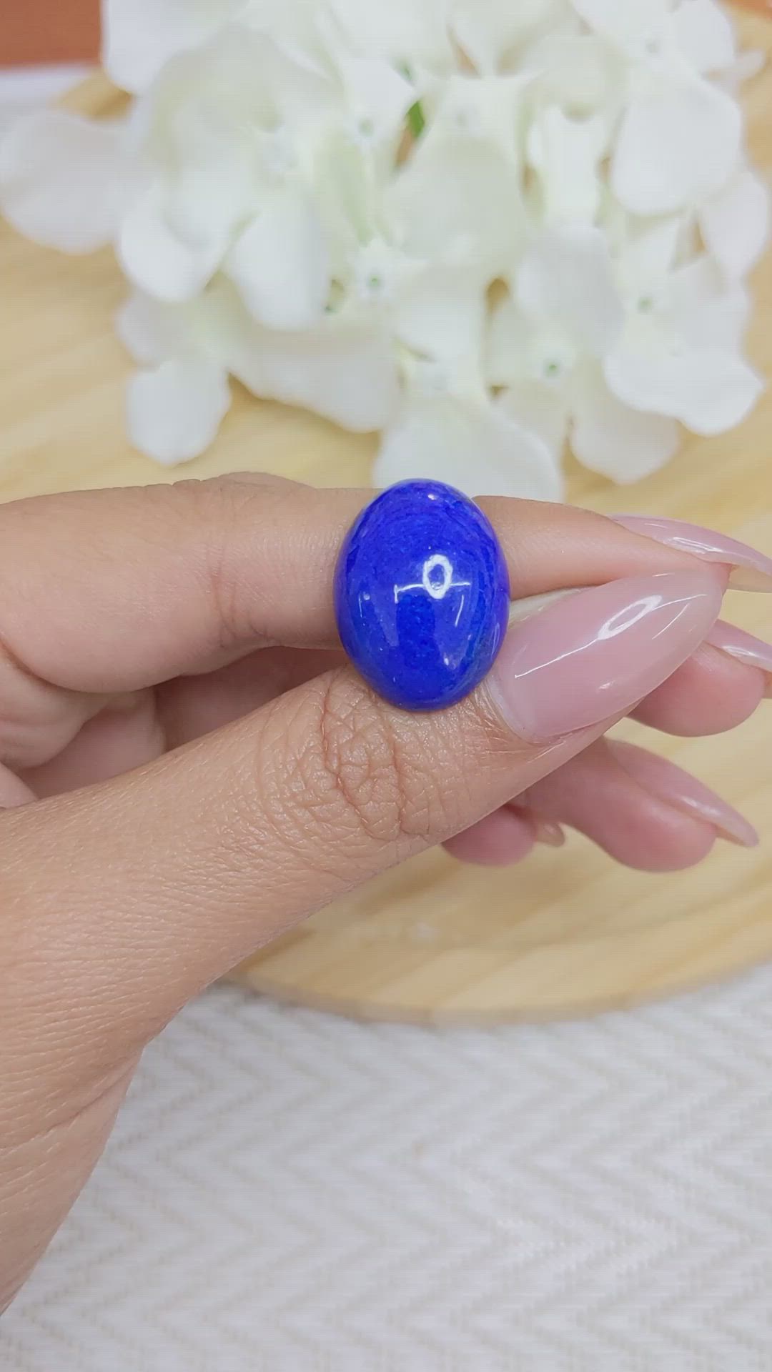 16.55 Ct. Cabochon Lapis from Afghanistan Size Video