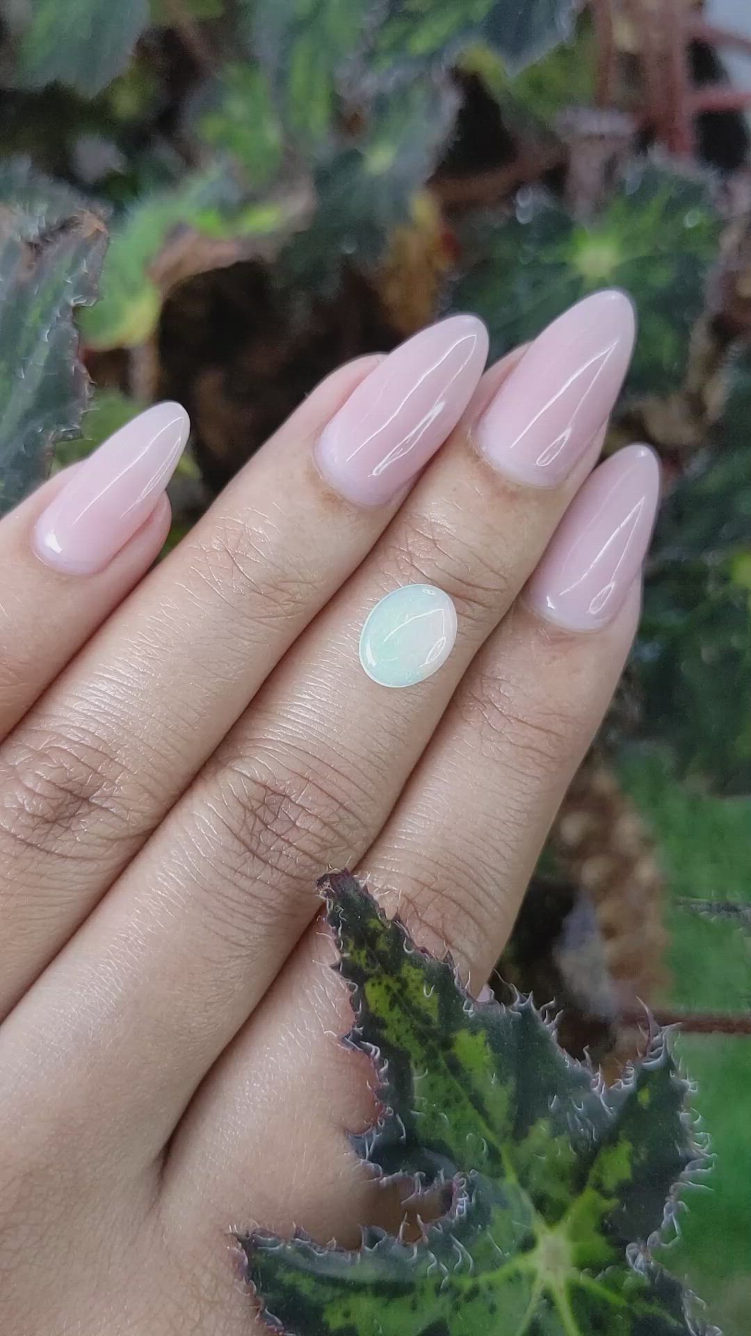 1.21 Ct. Cabochon White Opal from Australia Size Video