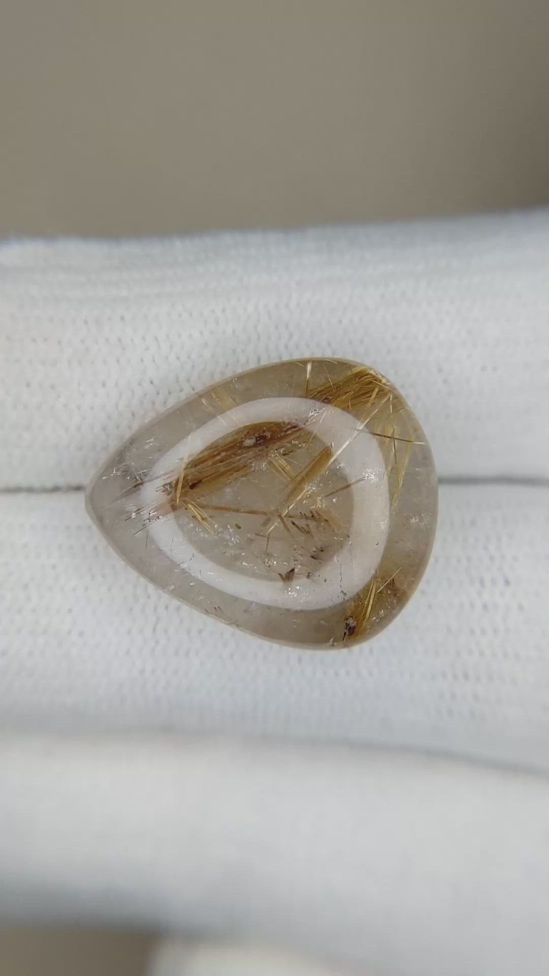 14.61 Ct. Cabochon Rutilated Quartz from Madagascar Size Video