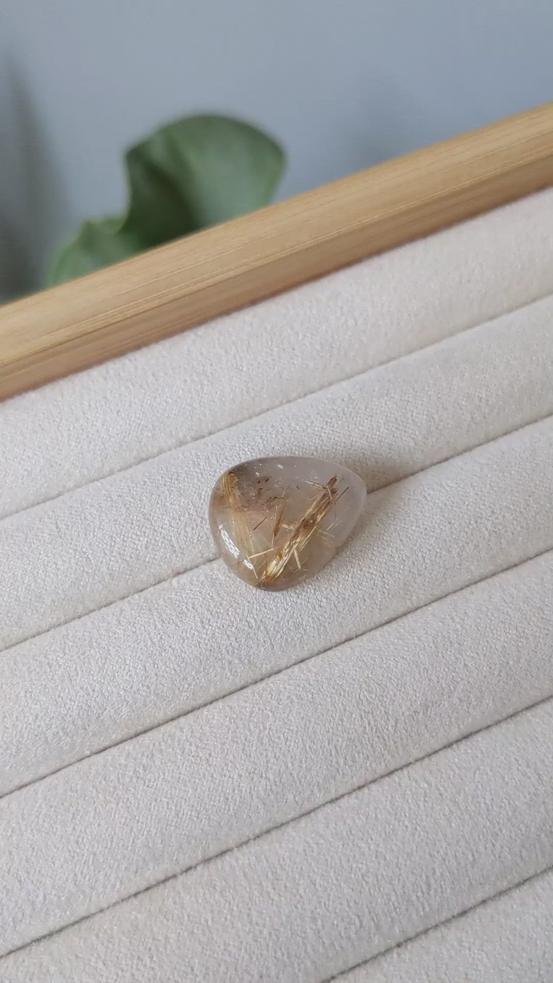 14.61 Ct. Cabochon Rutilated Quartz from Madagascar Size Video