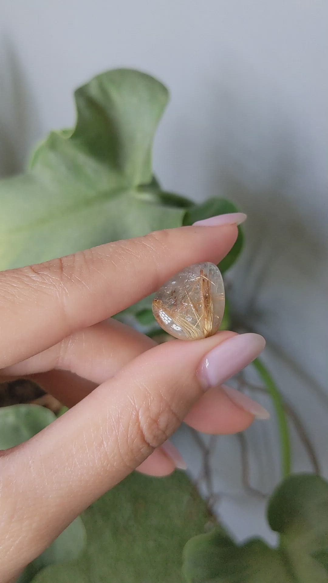 14.61 Ct. Cabochon Rutilated Quartz from Madagascar Size Video