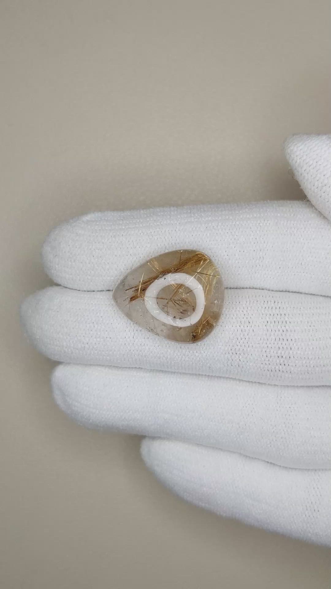 14.61 Ct. Cabochon Rutilated Quartz from Madagascar Size Video