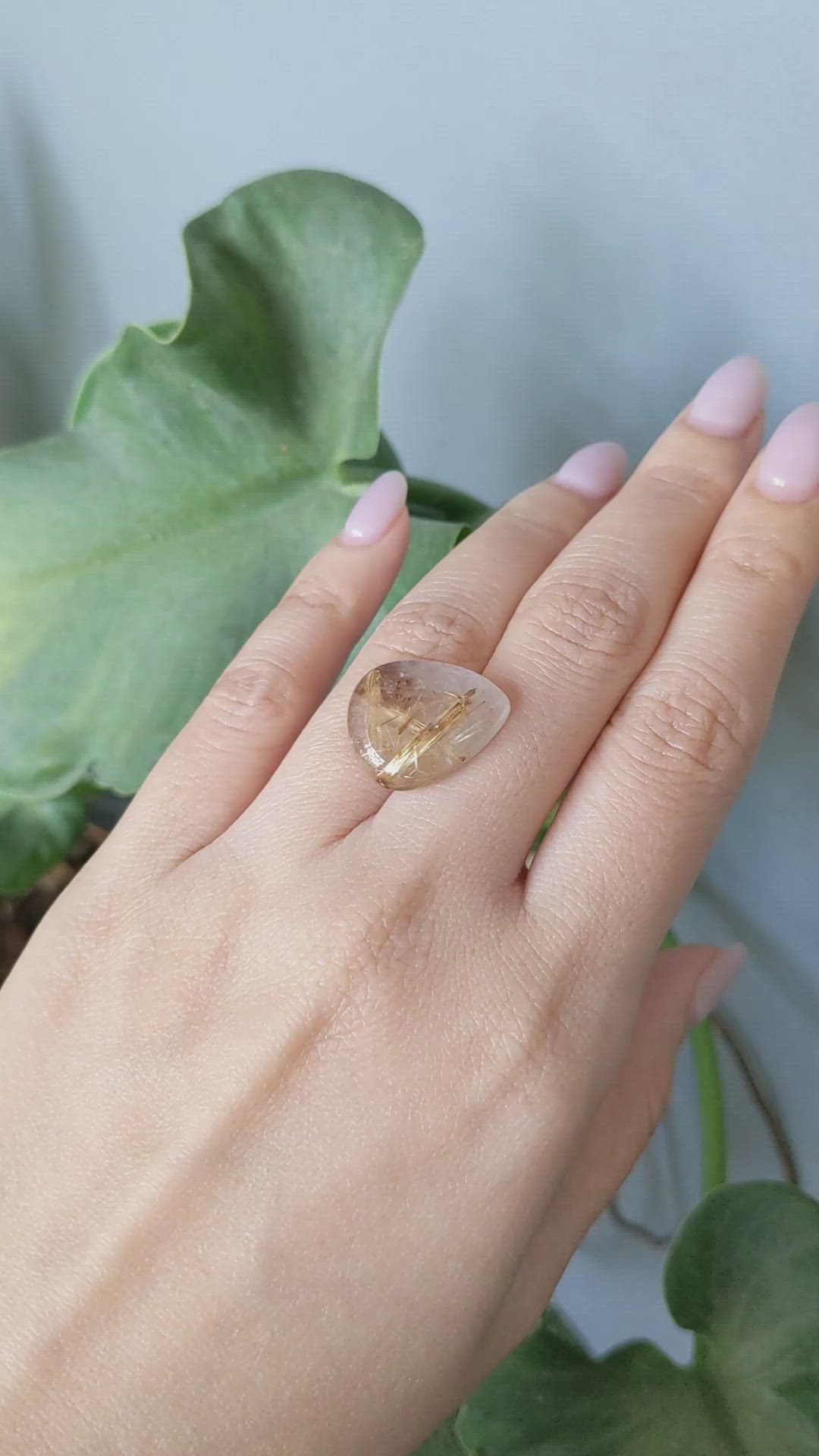 14.61 Ct. Cabochon Rutilated Quartz from Madagascar Size Video