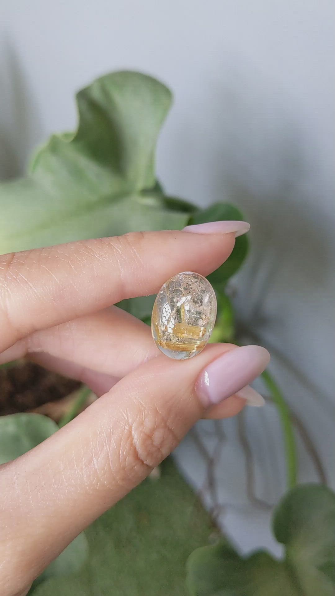 10.41 Ct. Cabochon Rutilated Quartz from Madagascar Size Video