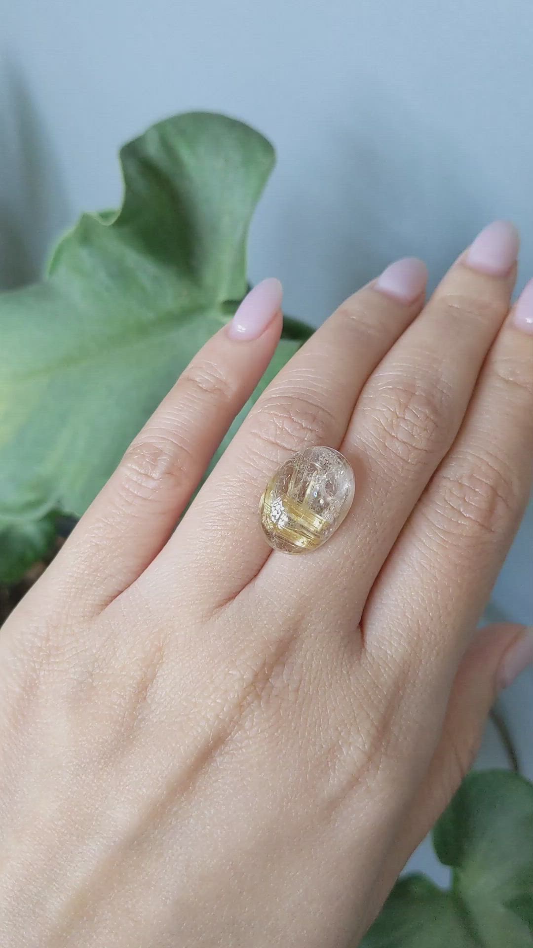 10.41 Ct. Cabochon Rutilated Quartz from Madagascar Size Video