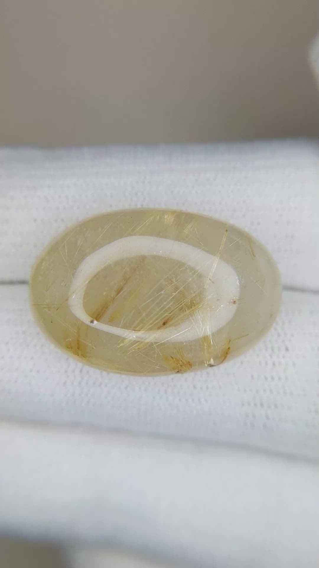 23.70 Ct. Cabochon Rutilated Quartz from Madagascar Size Video
