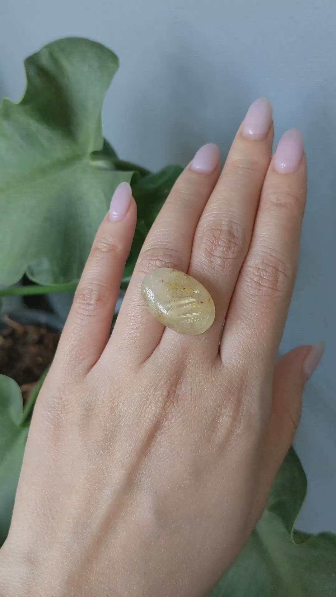 23.70 Ct. Cabochon Rutilated Quartz from Madagascar Size Video