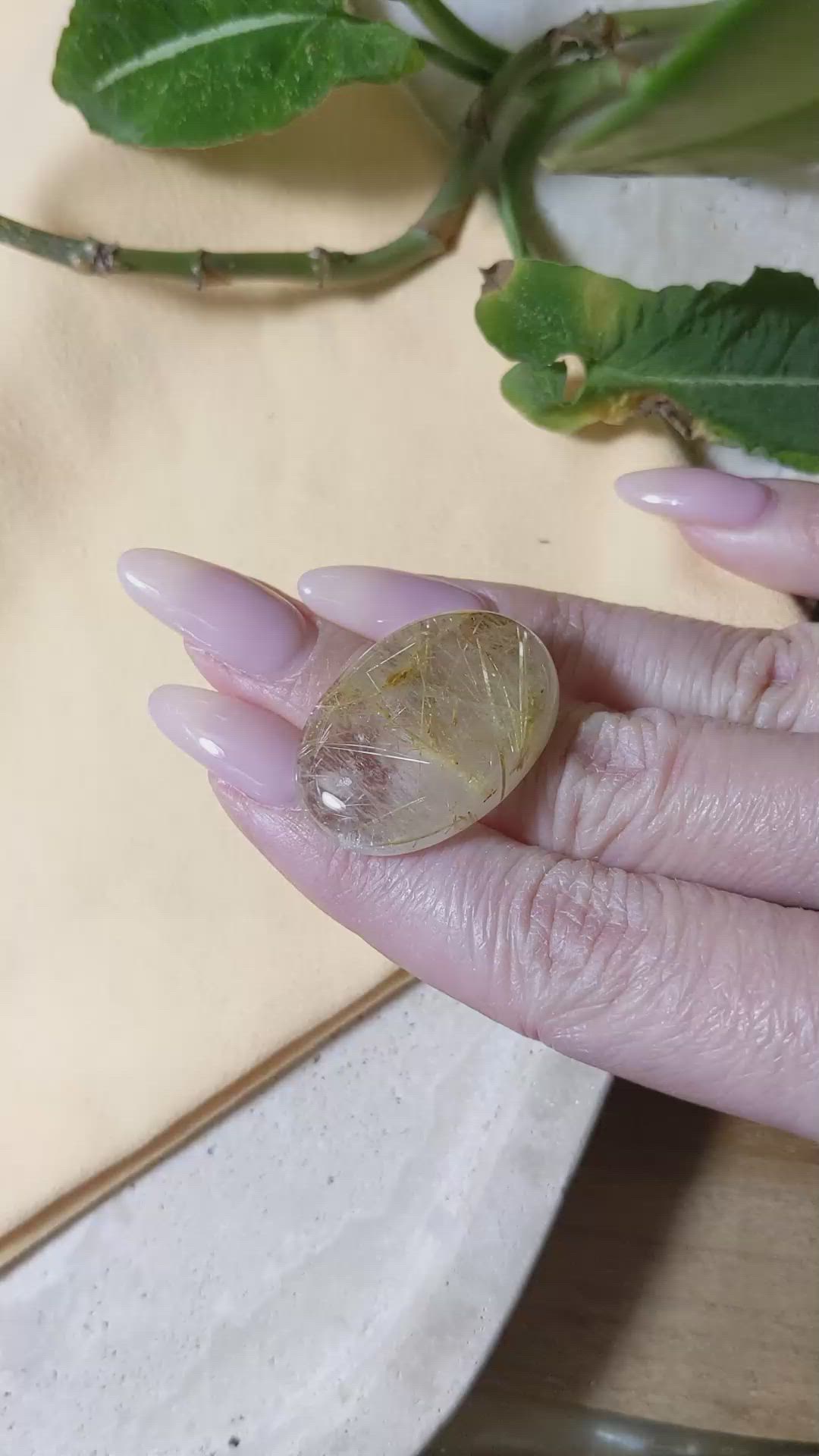 41.73 Ct. Cabochon Rutilated Quartz from Madagascar Size Video