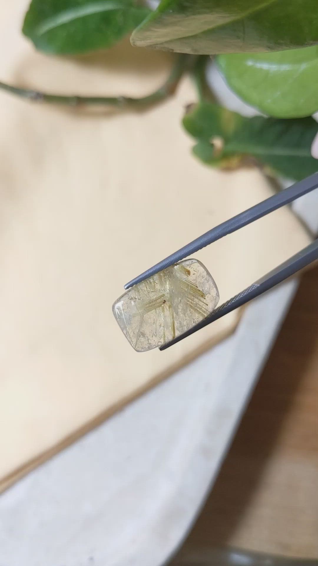 10.46 Ct. Cabochon Rutilated Quartz from Madagascar Size Video