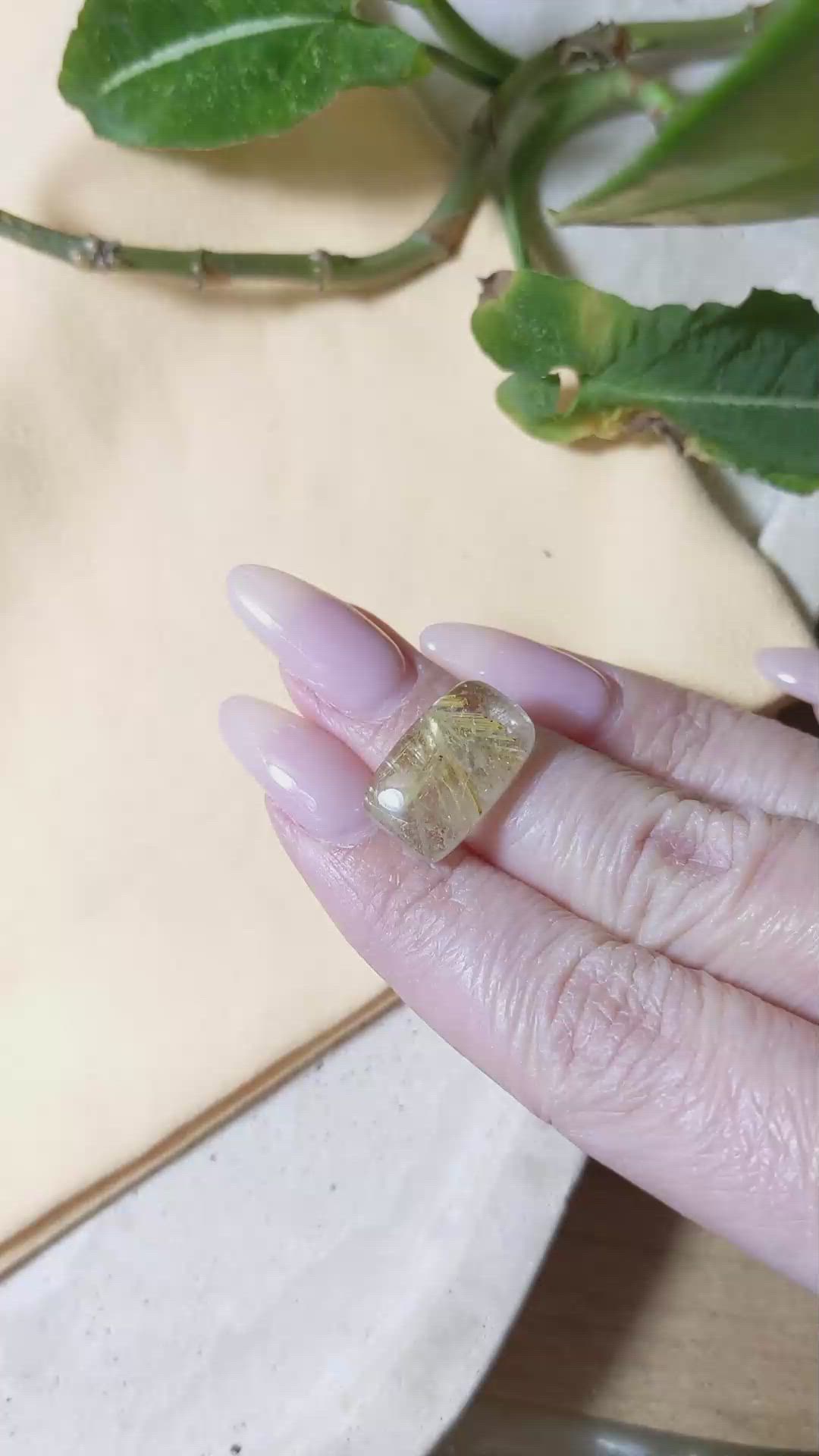 10.46 Ct. Cabochon Rutilated Quartz from Madagascar Size Video