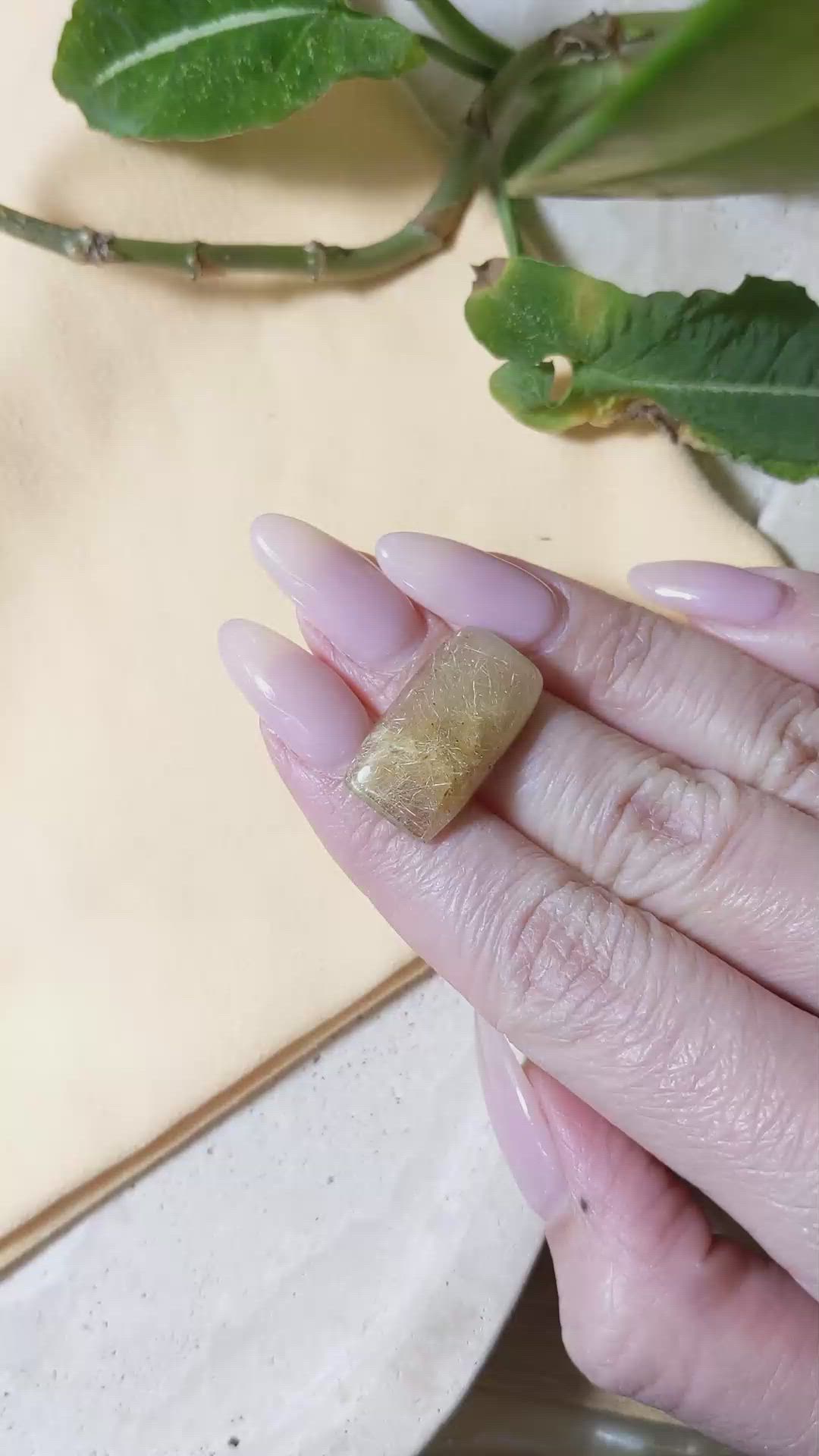 17.76 Ct. Cabochon Rutilated Quartz from Madagascar Size Video