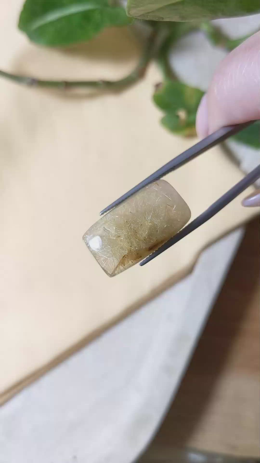 17.76 Ct. Cabochon Rutilated Quartz from Madagascar Size Video