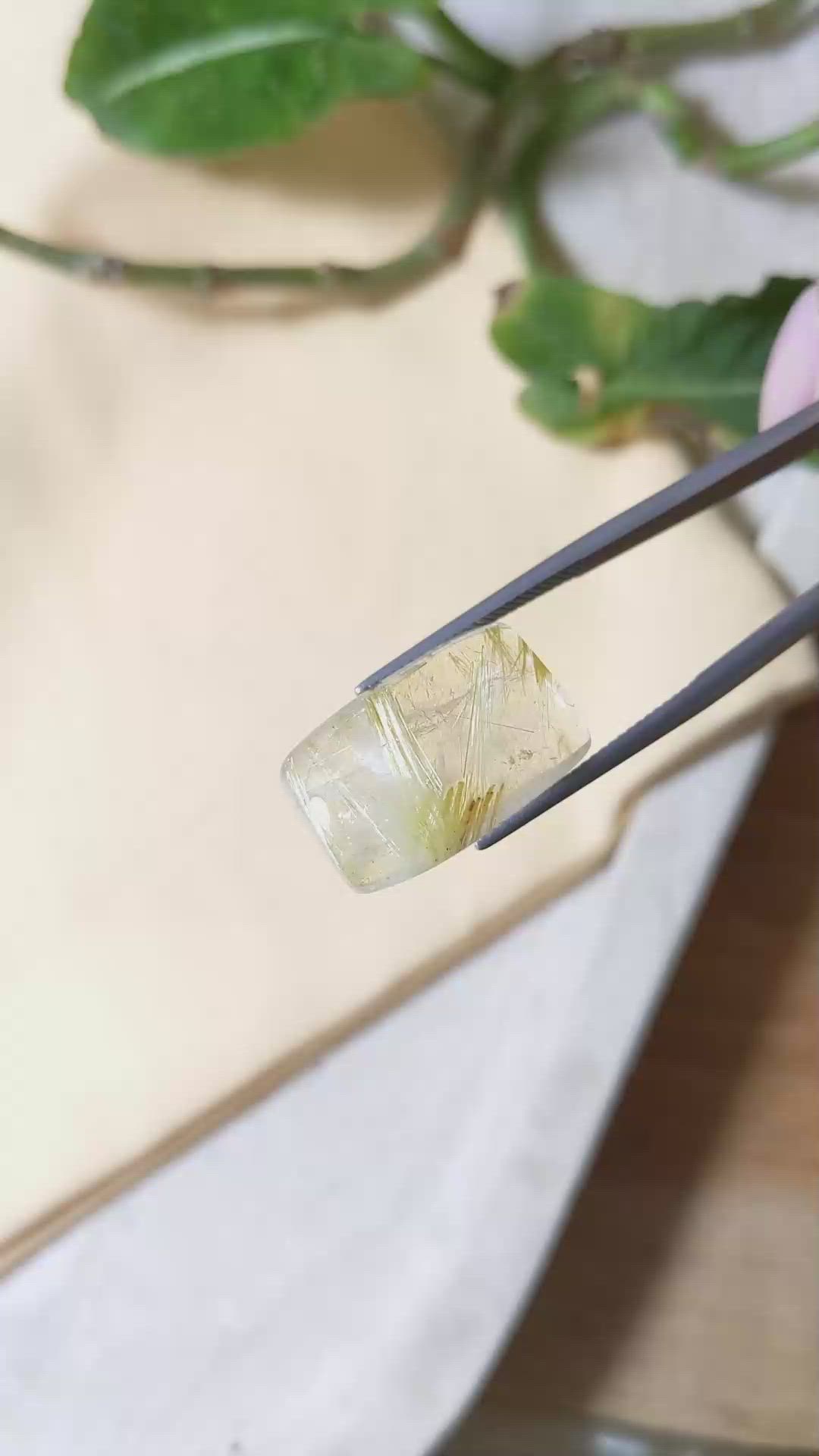 15.49 Ct. Cabochon Rutilated Quartz from Madagascar Size Video