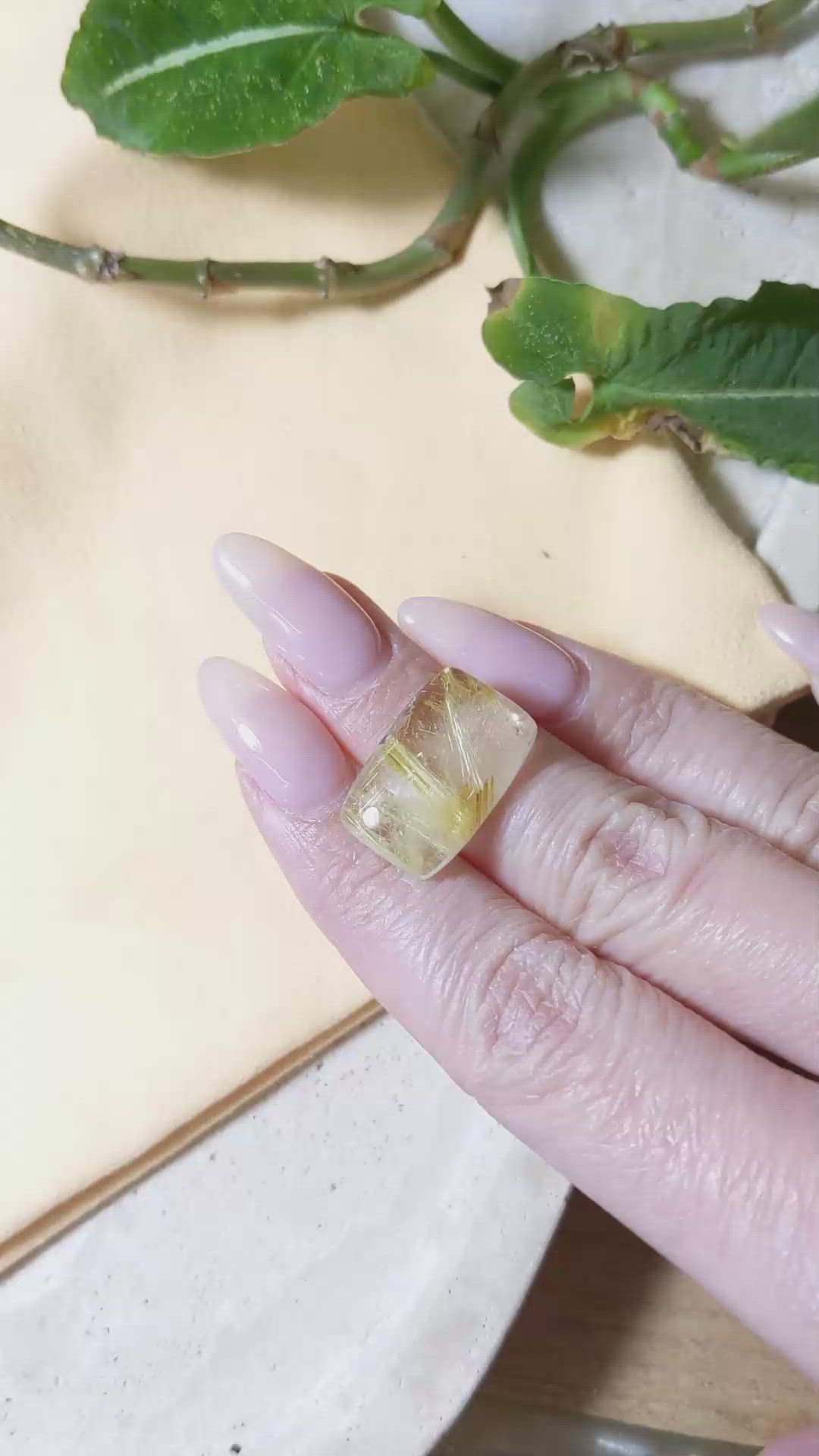 15.49 Ct. Cabochon Rutilated Quartz from Madagascar Size Video