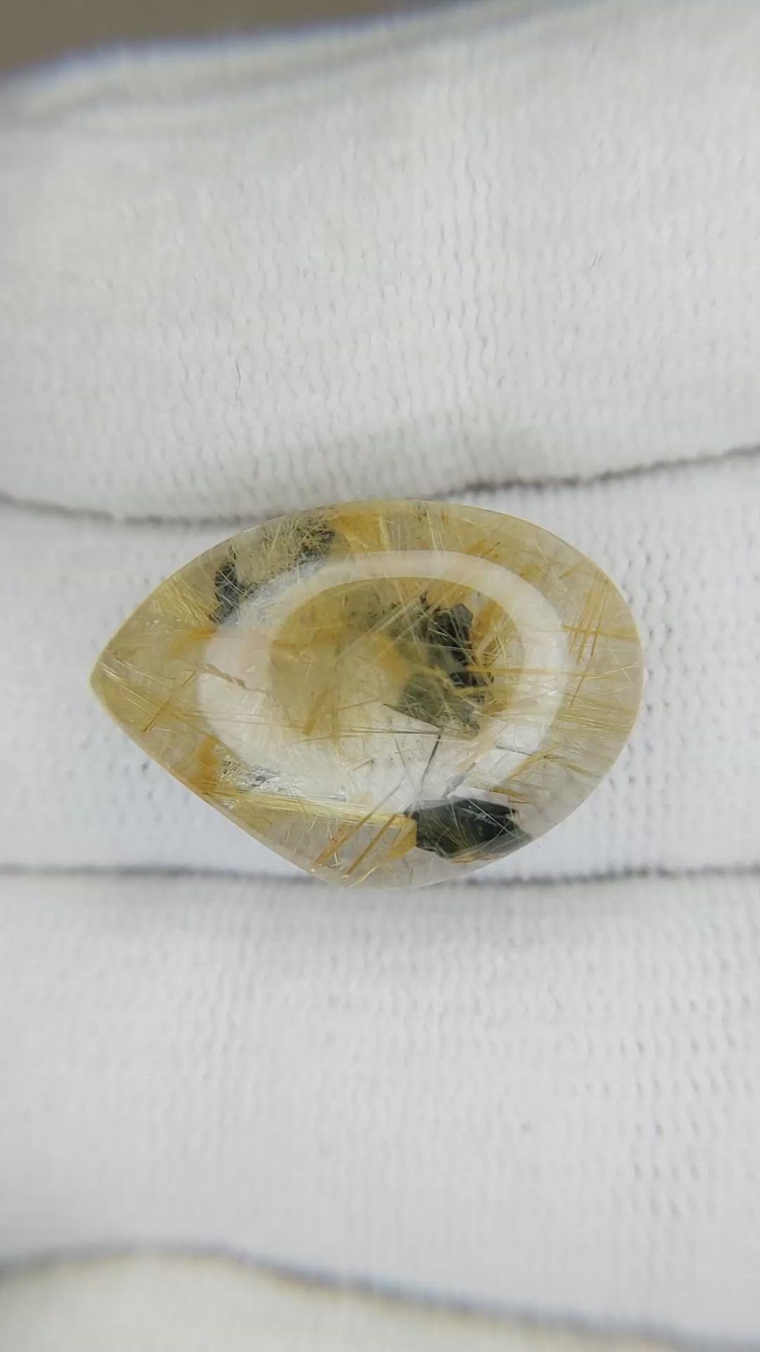 13.03 Ct. Cabochon Rutilated Quartz from Madagascar Size Video