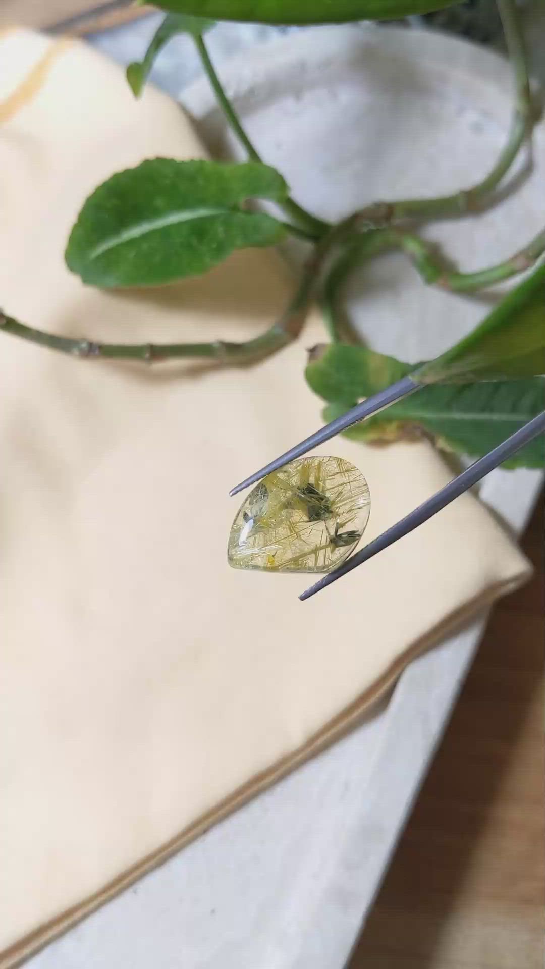 13.03 Ct. Cabochon Rutilated Quartz from Madagascar Size Video