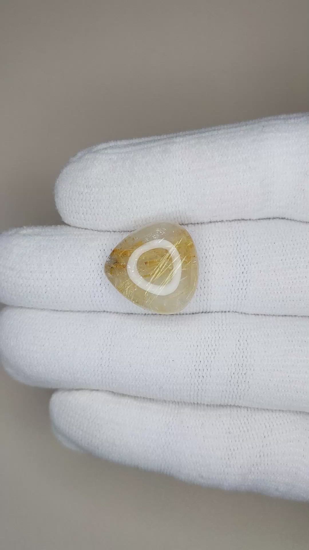 13.03 Ct. Cabochon Rutilated Quartz from Madagascar Size Video