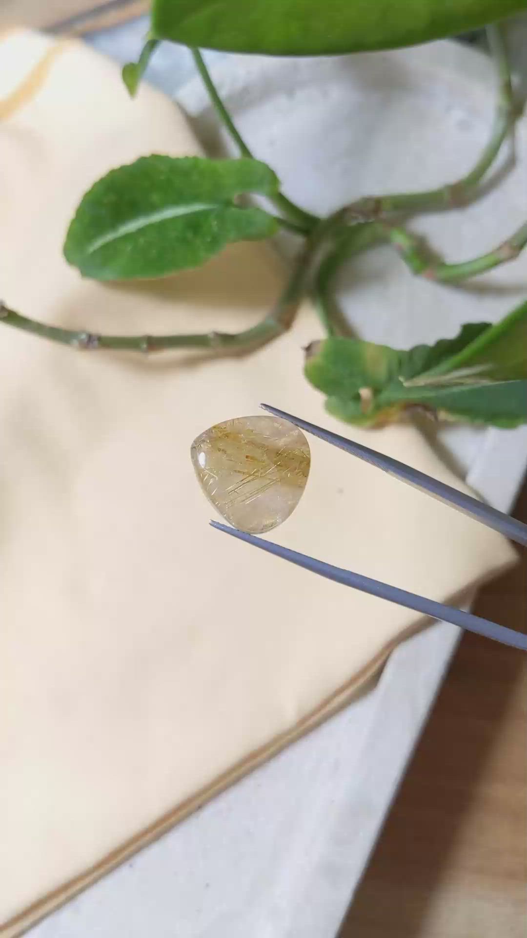 13.03 Ct. Cabochon Rutilated Quartz from Madagascar Size Video