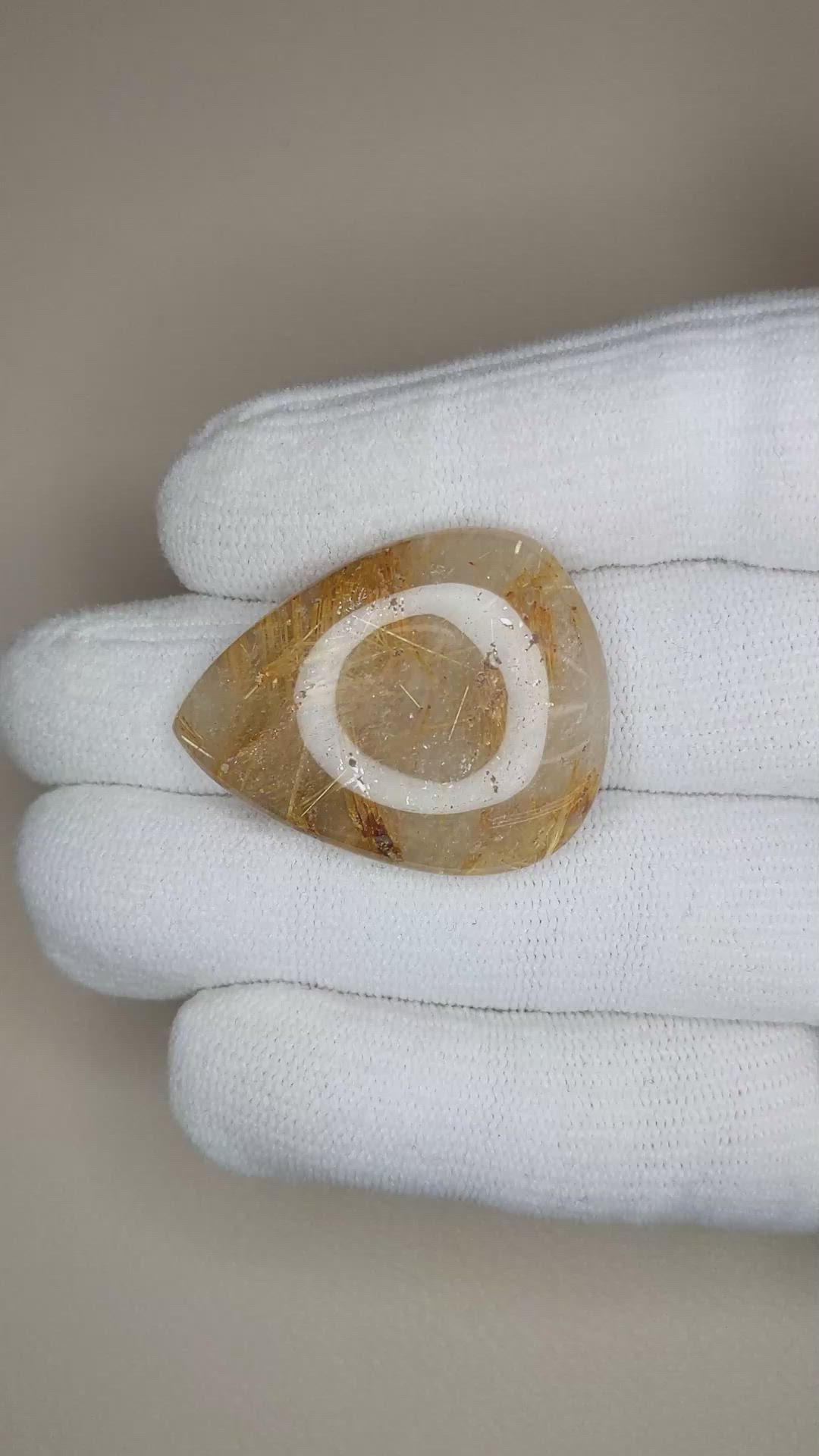 42.09 Ct. Cabochon Rutilated Quartz from Madagascar Size Video