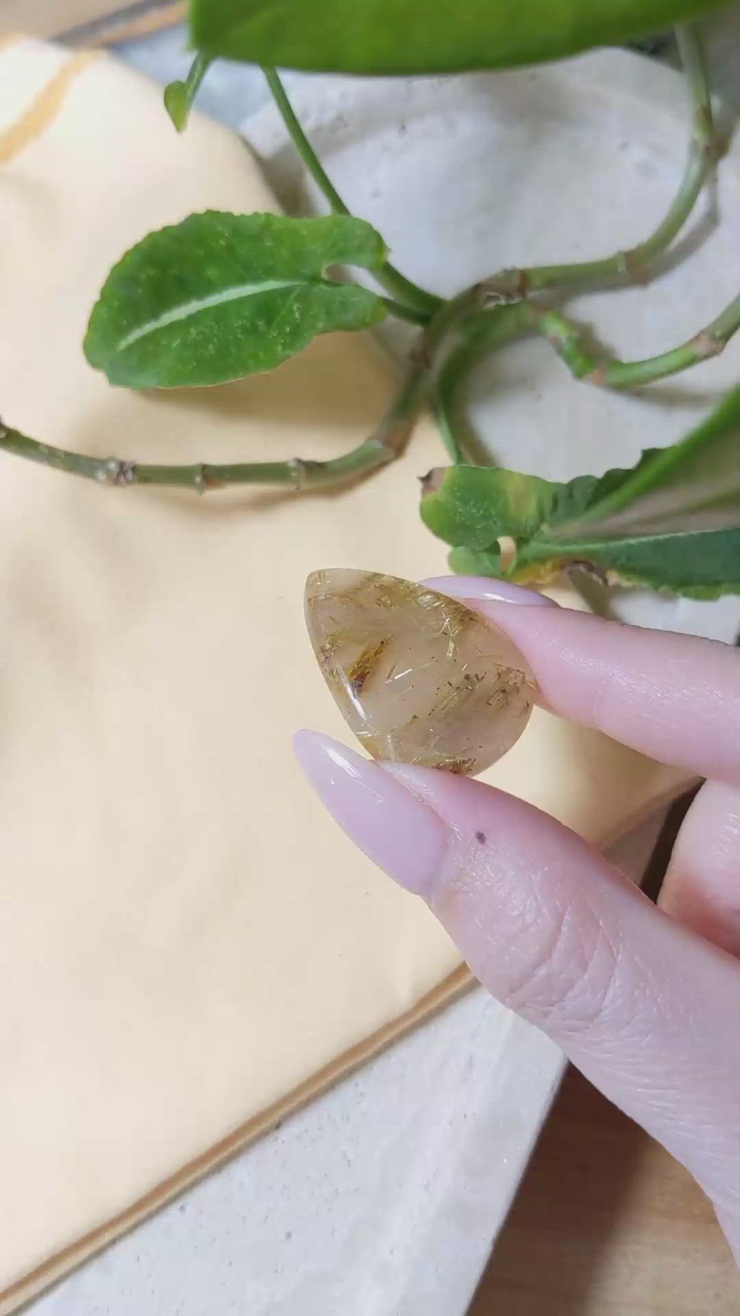 42.09 Ct. Cabochon Rutilated Quartz from Madagascar Size Video