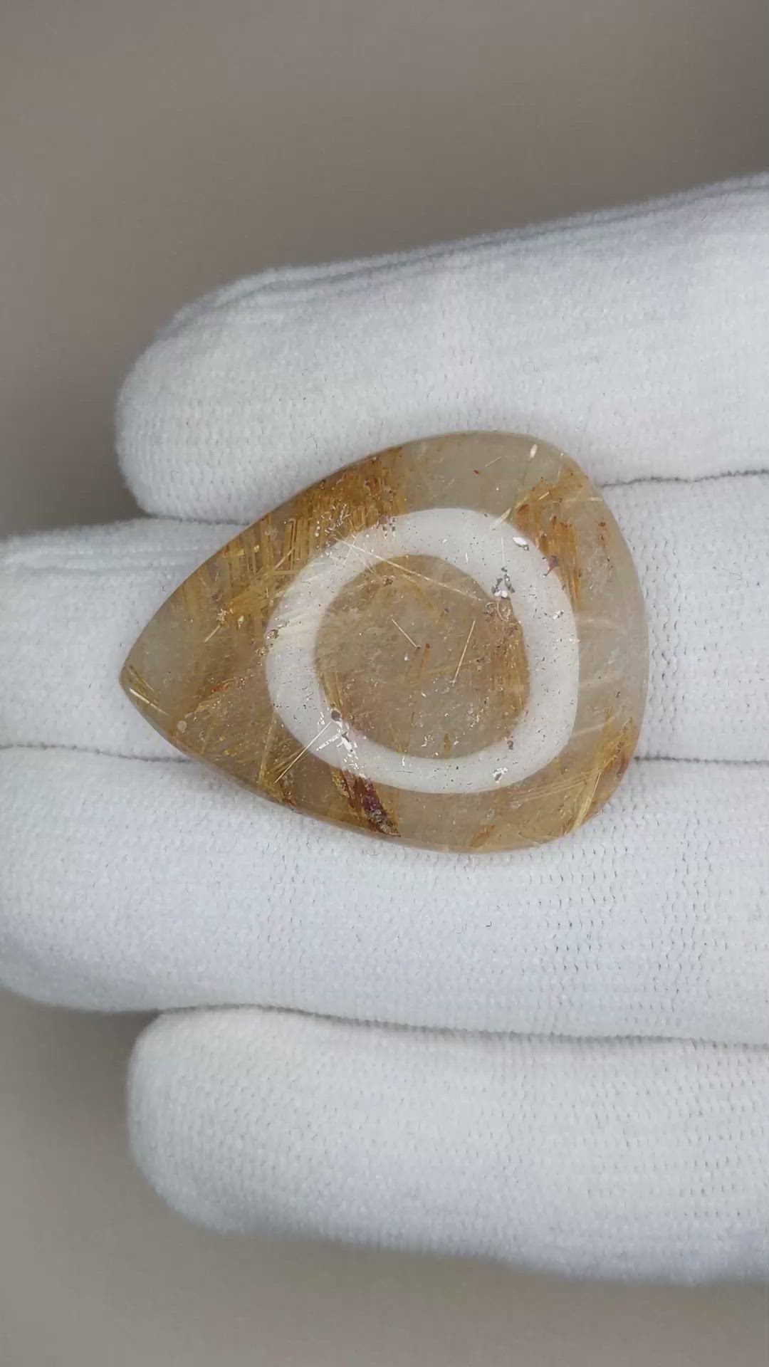 42.09 Ct. Cabochon Rutilated Quartz from Madagascar Size Video